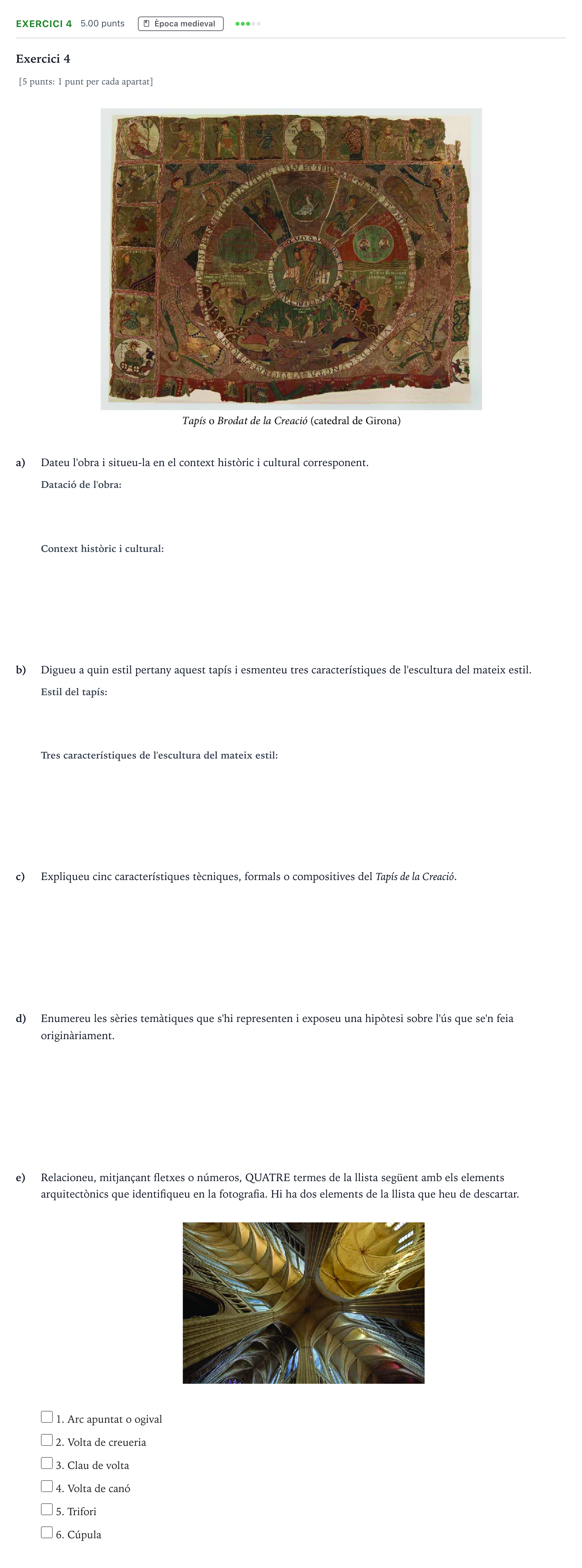 Enunciado: Exercici 4 · Historia del Arte Selectividad Cataluña Setembre Serie 1 2021