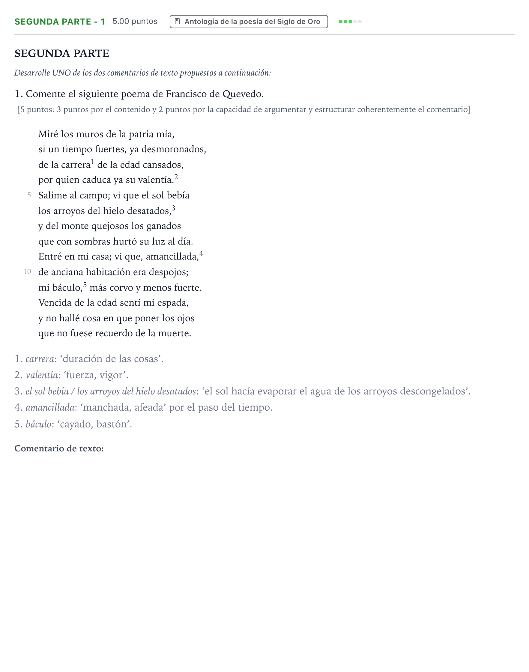 Enunciado: Ejercicio Segunda parte - 1 · Literatura castellana Selectividad Cataluña Juny Serie 2 2021