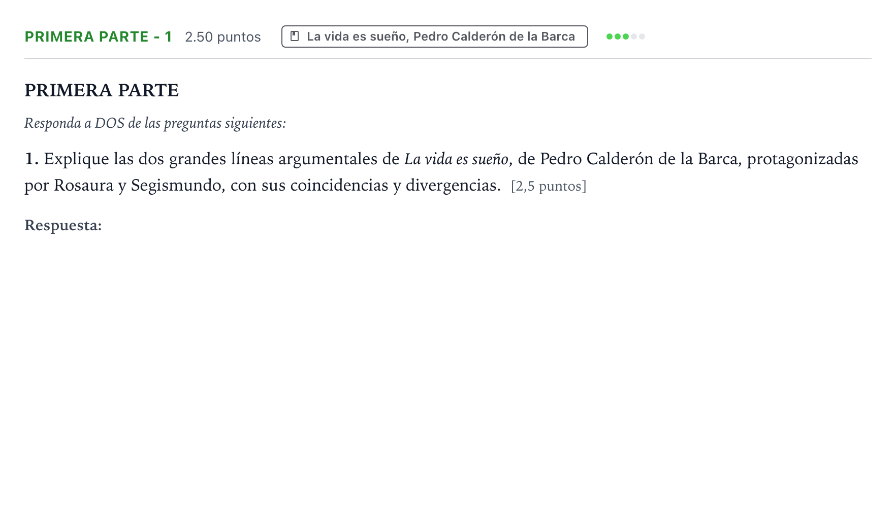 Enunciado: Ejercicio Primera parte - 1 · Literatura castellana Selectividad Cataluña Juny Serie 5 2021