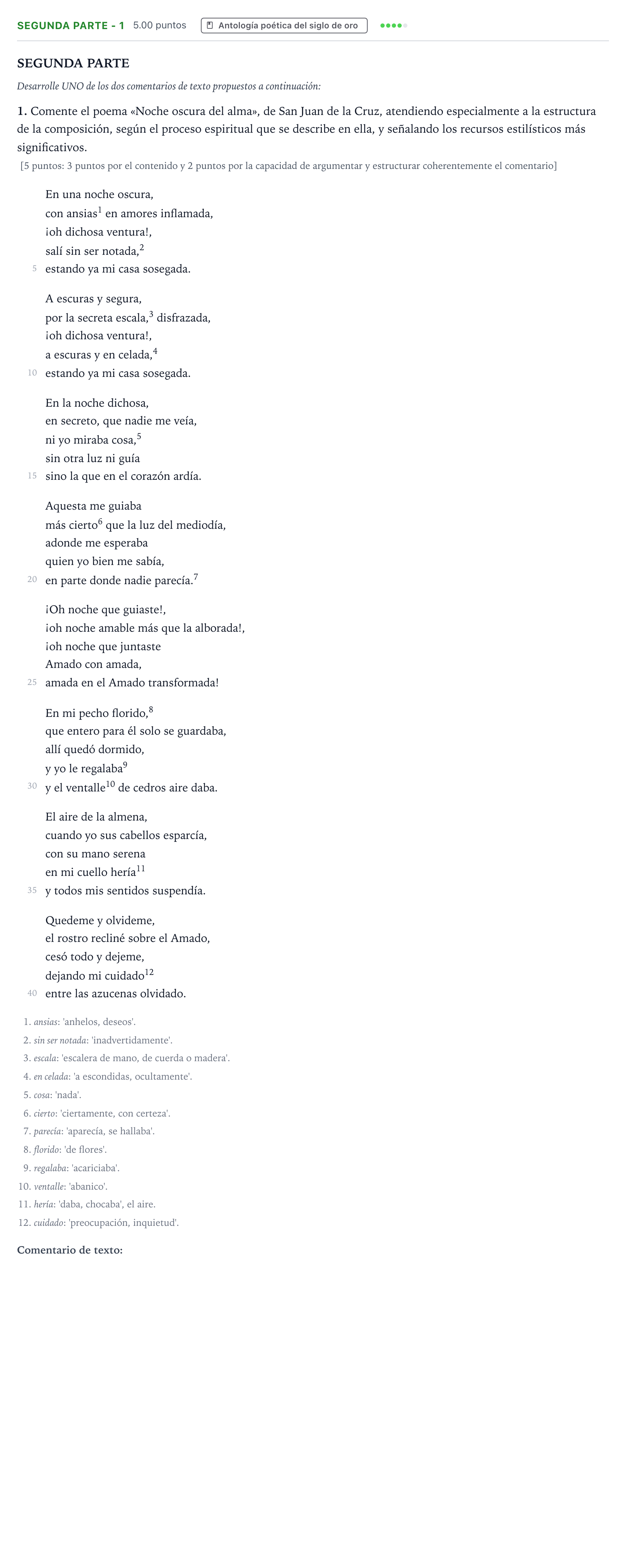 Enunciado: Ejercicio Segunda parte - 1 · Literatura castellana Selectividad Cataluña Juny Serie 5 2021
