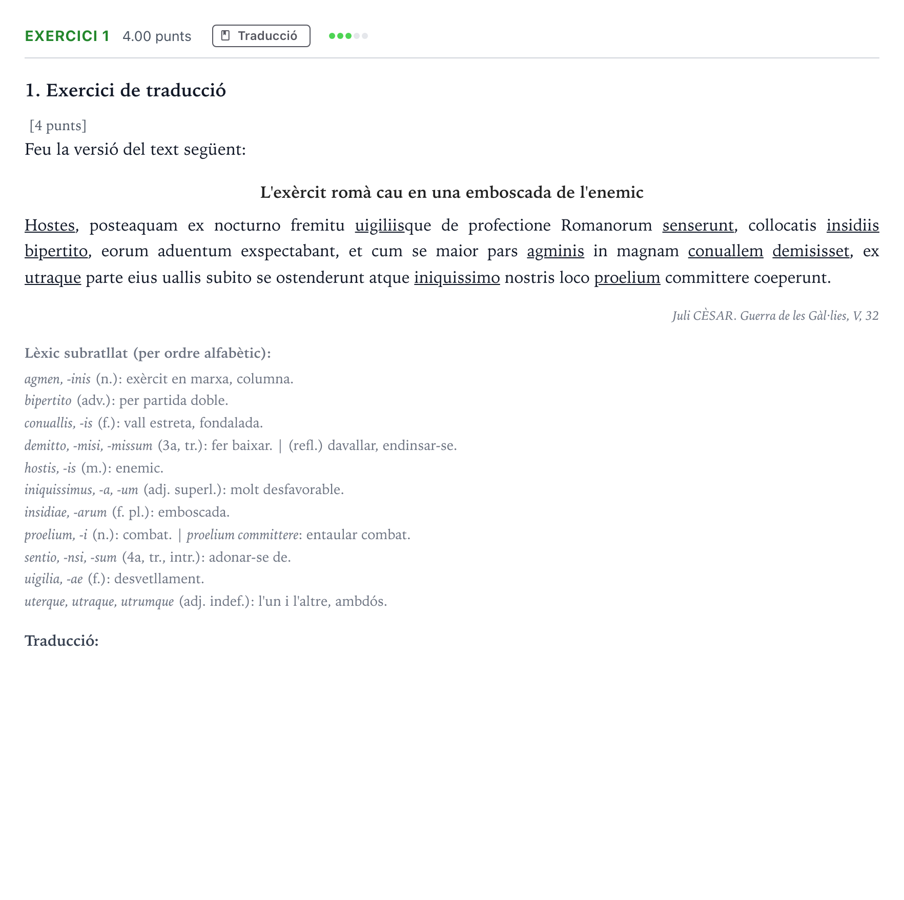 Enunciado: Problema 1 · Latín II Selectividad Cataluña Juny Serie 5 2021