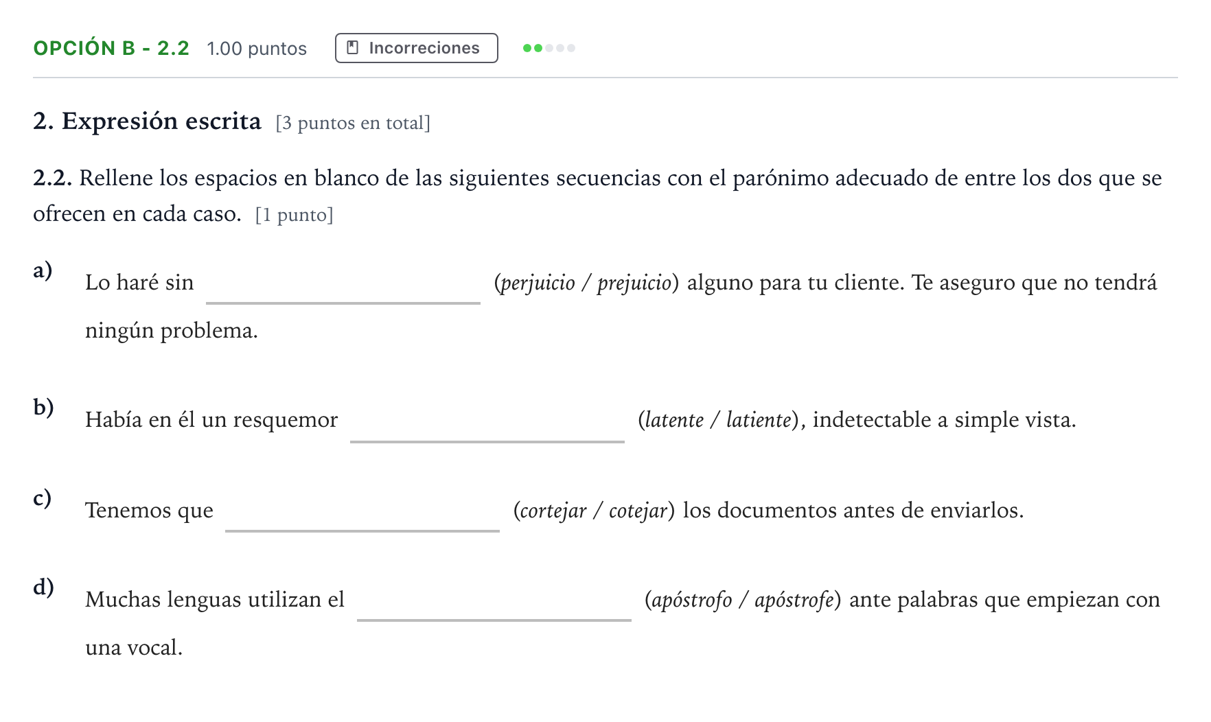 Enunciado: Opción B - 2.2 · Lengua Castellana y Literatura II Selectividad Cataluña Juny Serie 2 2021