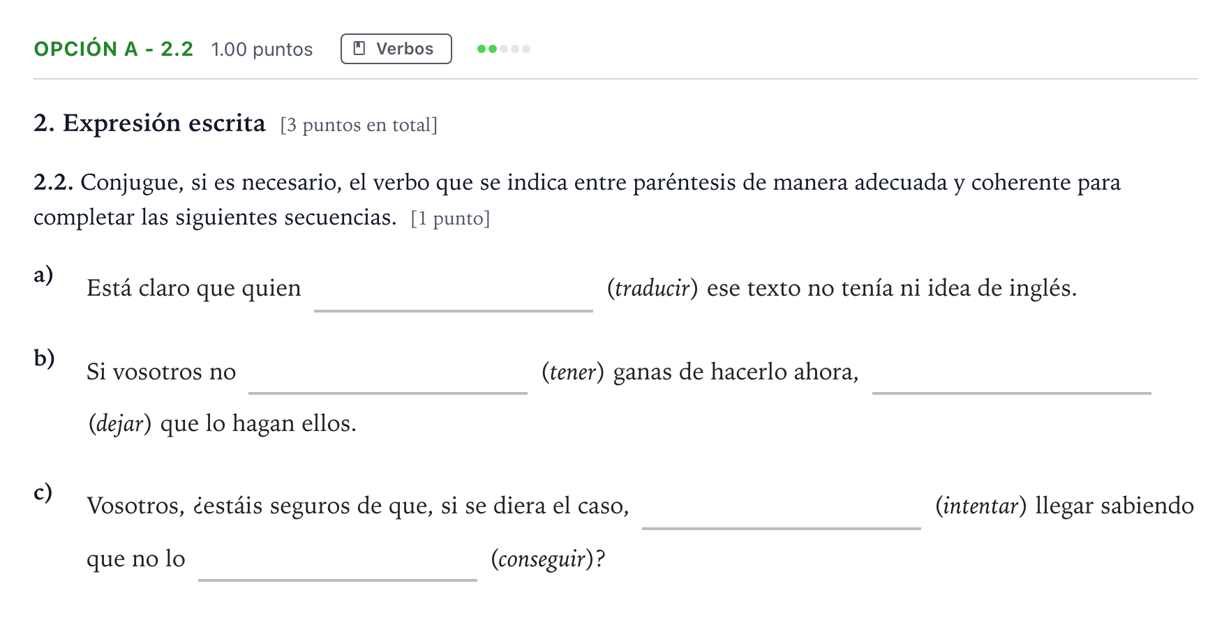 Enunciado: Opción A - 2.2 · Lengua Castellana y Literatura II Selectividad Cataluña Juny Serie 5 2021