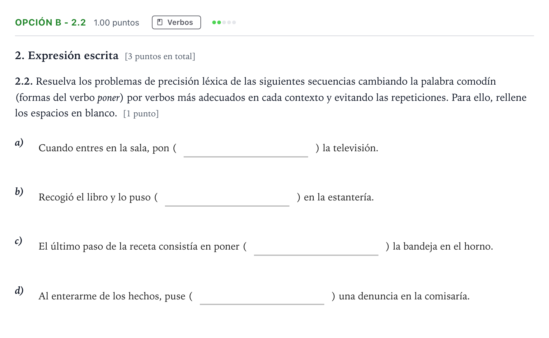 Enunciado: Opción B - 2.2 · Lengua Castellana y Literatura II Selectividad Cataluña Juny Serie 5 2021