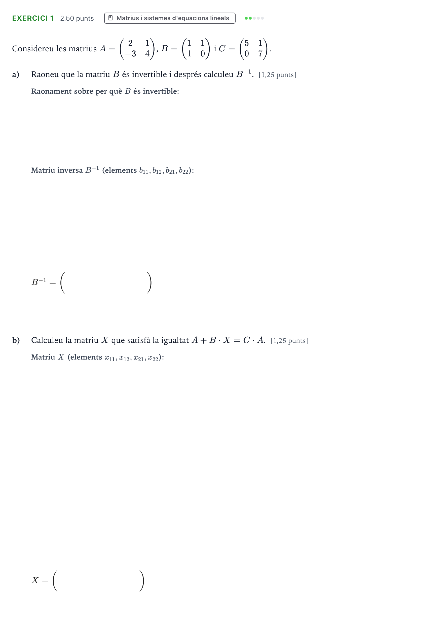 Enunciado: Problema 1 · Matemáticas II Selectividad Cataluña Juny Serie 5 2021