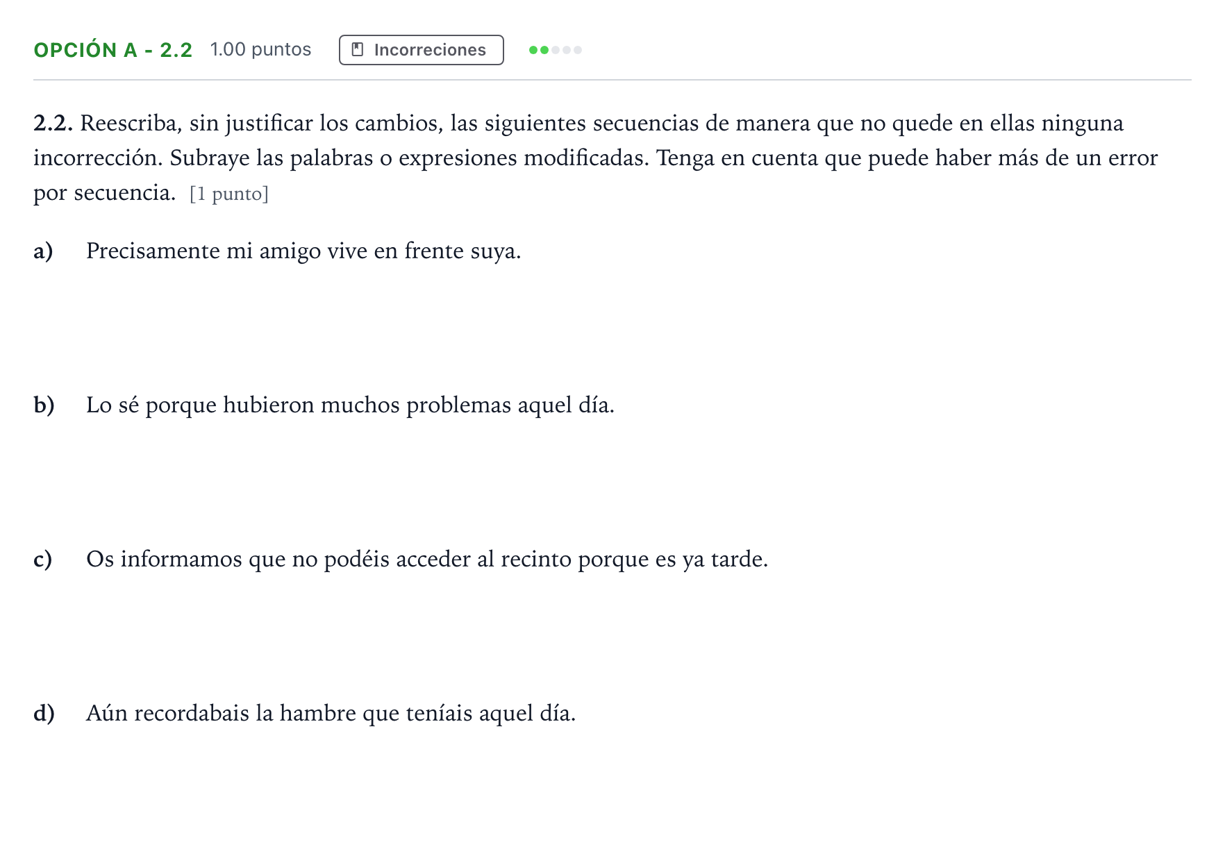 Enunciado: Opción A - 2.2 · Lengua Castellana y Literatura II Selectividad Cataluña Setembre Serie 1 2021