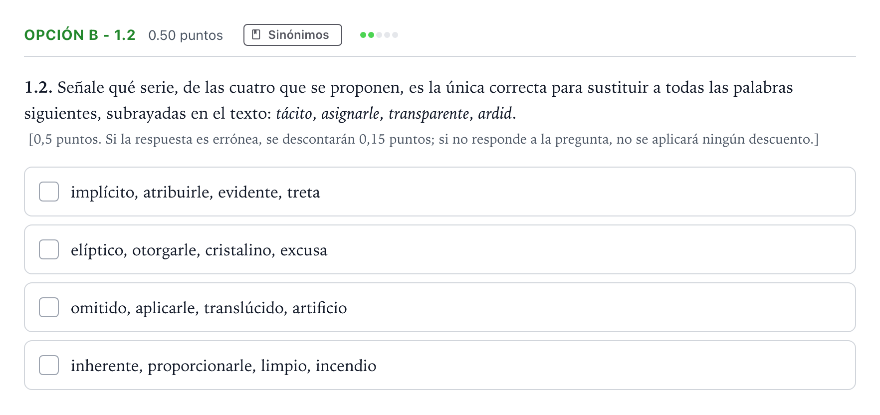 Enunciado: Opción B - 1.2 · Lengua Castellana y Literatura II Selectividad Cataluña Setembre Serie 1 2021