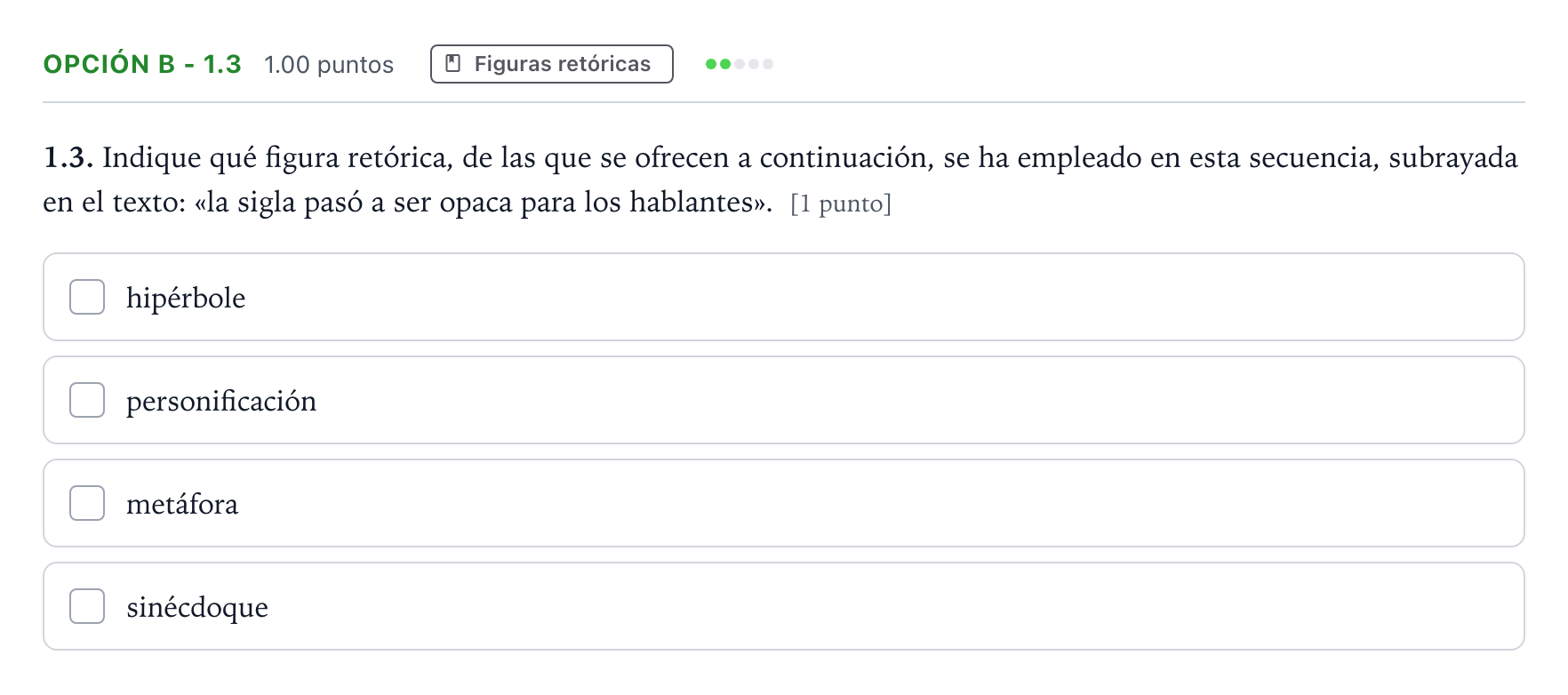 Enunciado: Opción B - 1.3 · Lengua Castellana y Literatura II Selectividad Cataluña Setembre Serie 1 2021