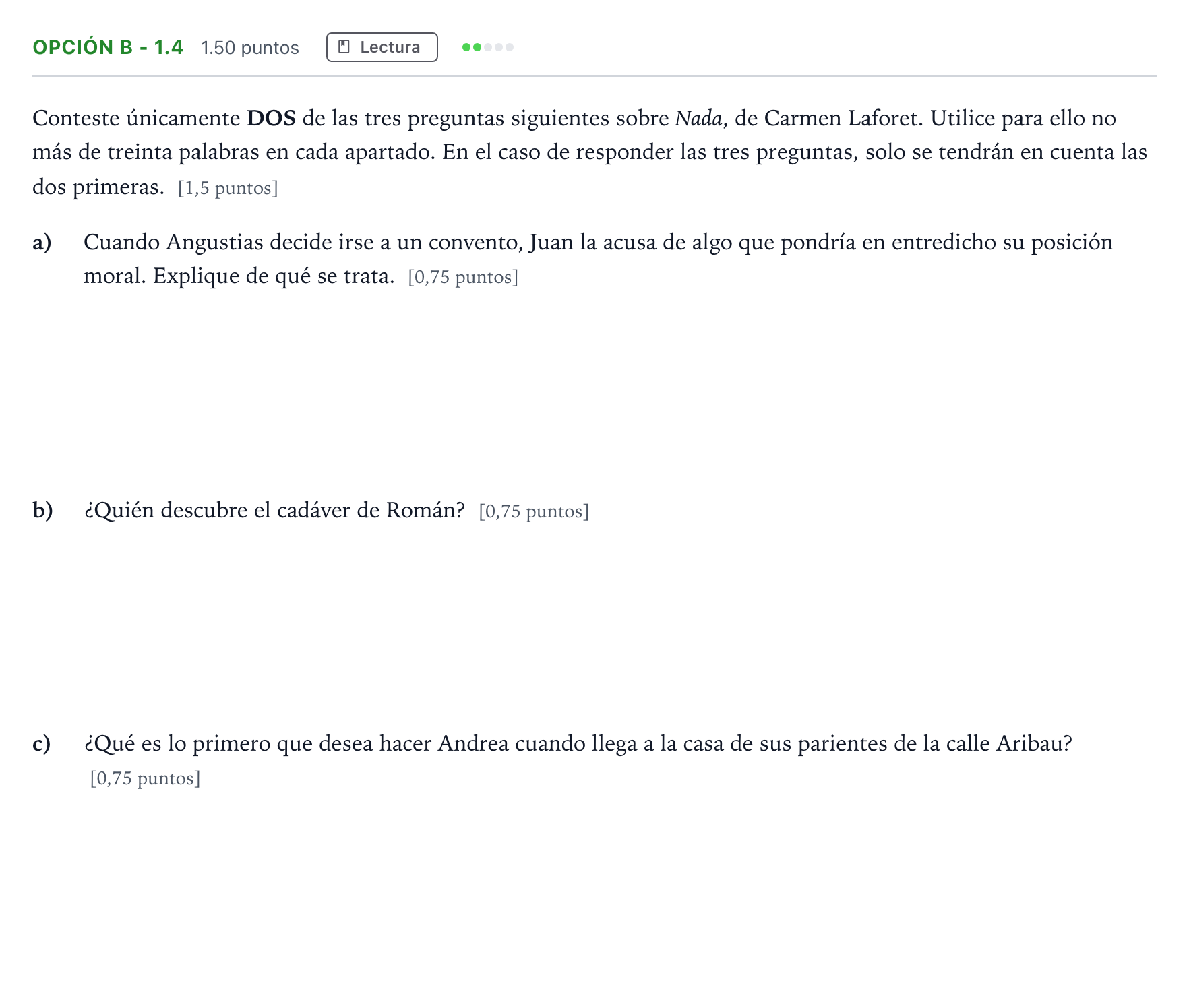Enunciado: Opción B - 1.4 · Lengua Castellana y Literatura II Selectividad Cataluña Setembre Serie 1 2021