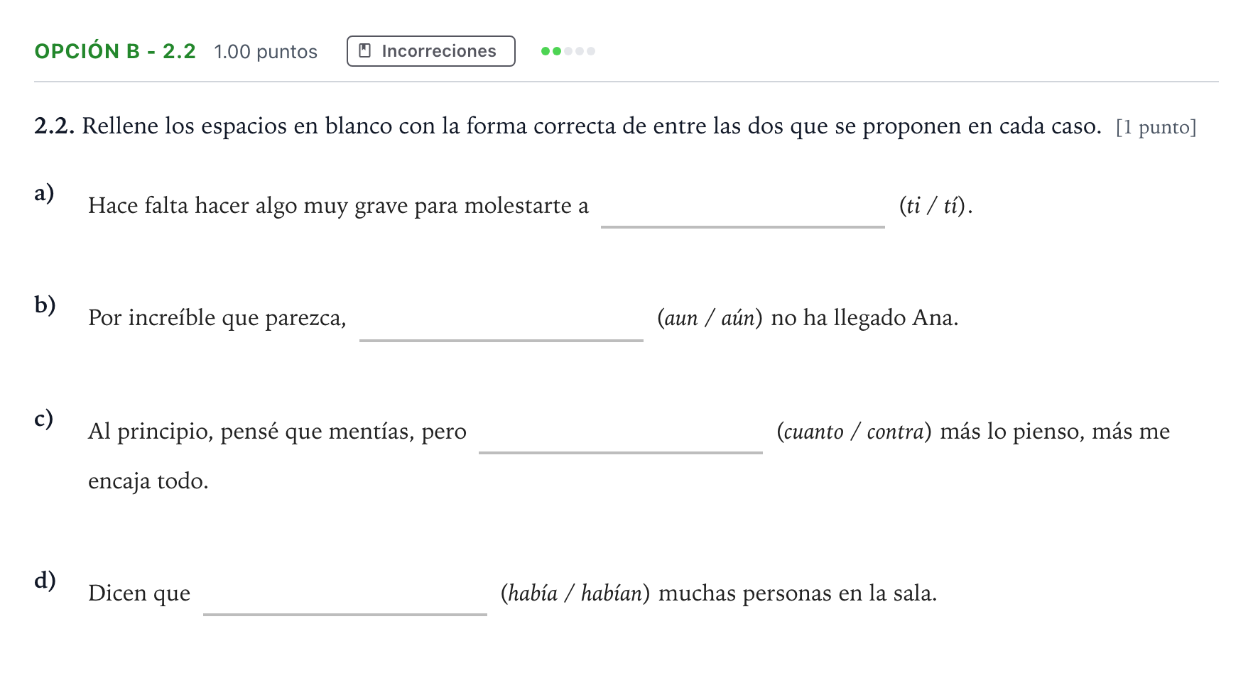 Enunciado: Opción B - 2.2 · Lengua Castellana y Literatura II Selectividad Cataluña Setembre Serie 1 2021