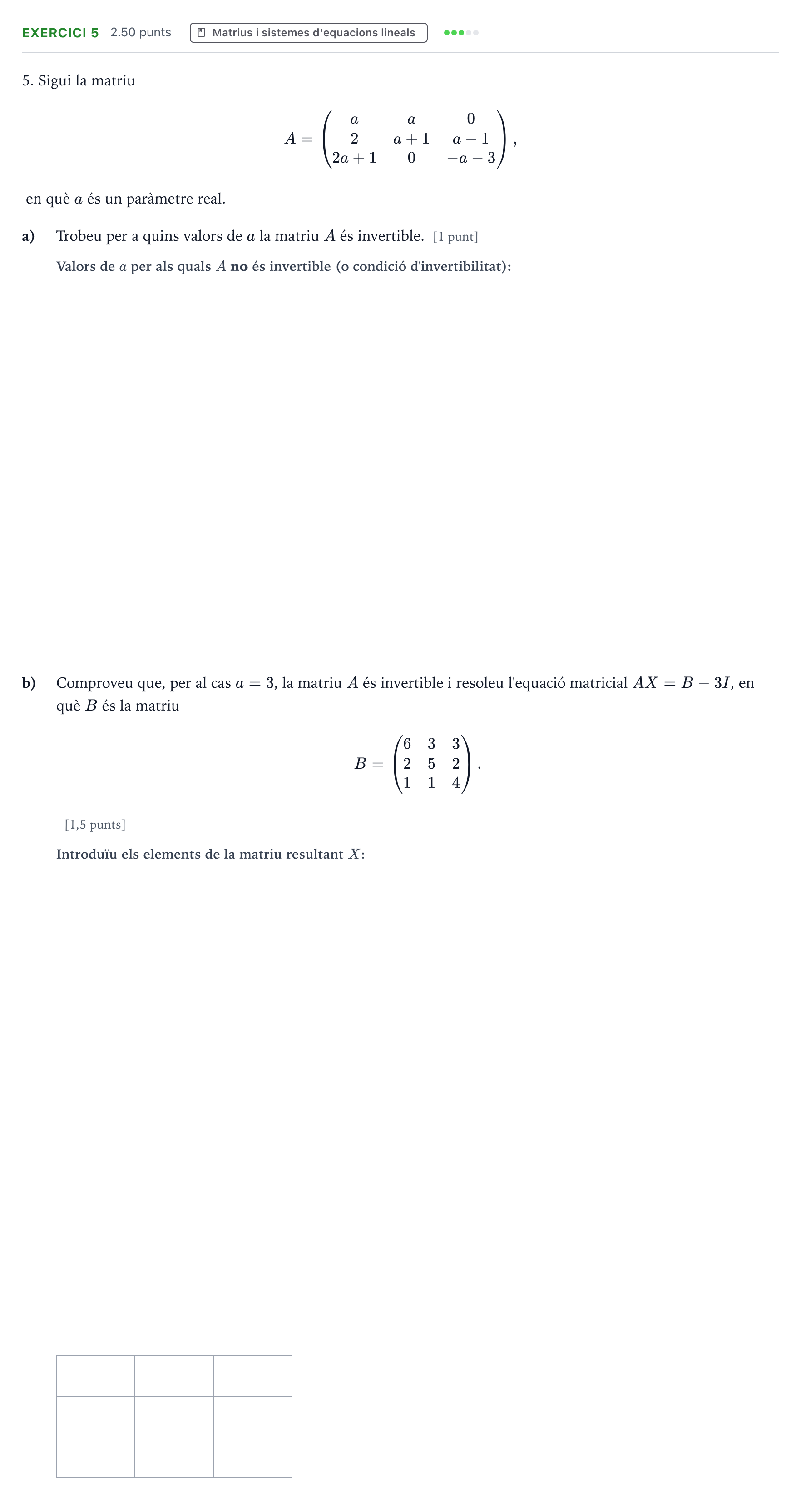 Enunciado: Problema 5 · Matemáticas II Selectividad Cataluña Setembre Serie 1 2021