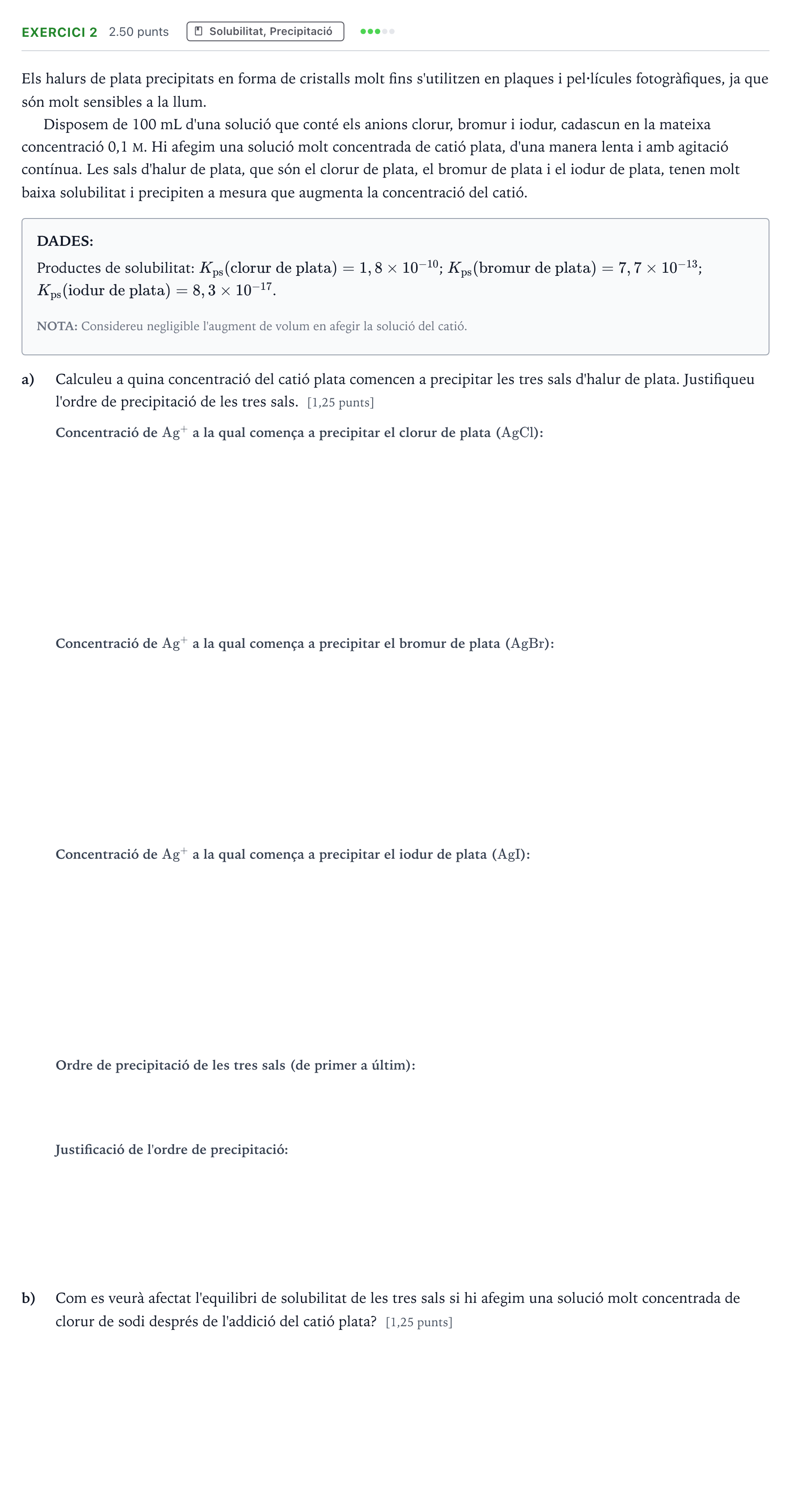 Enunciado: Problema 2 · Química Selectividad Cataluña Juny Serie 5 2021