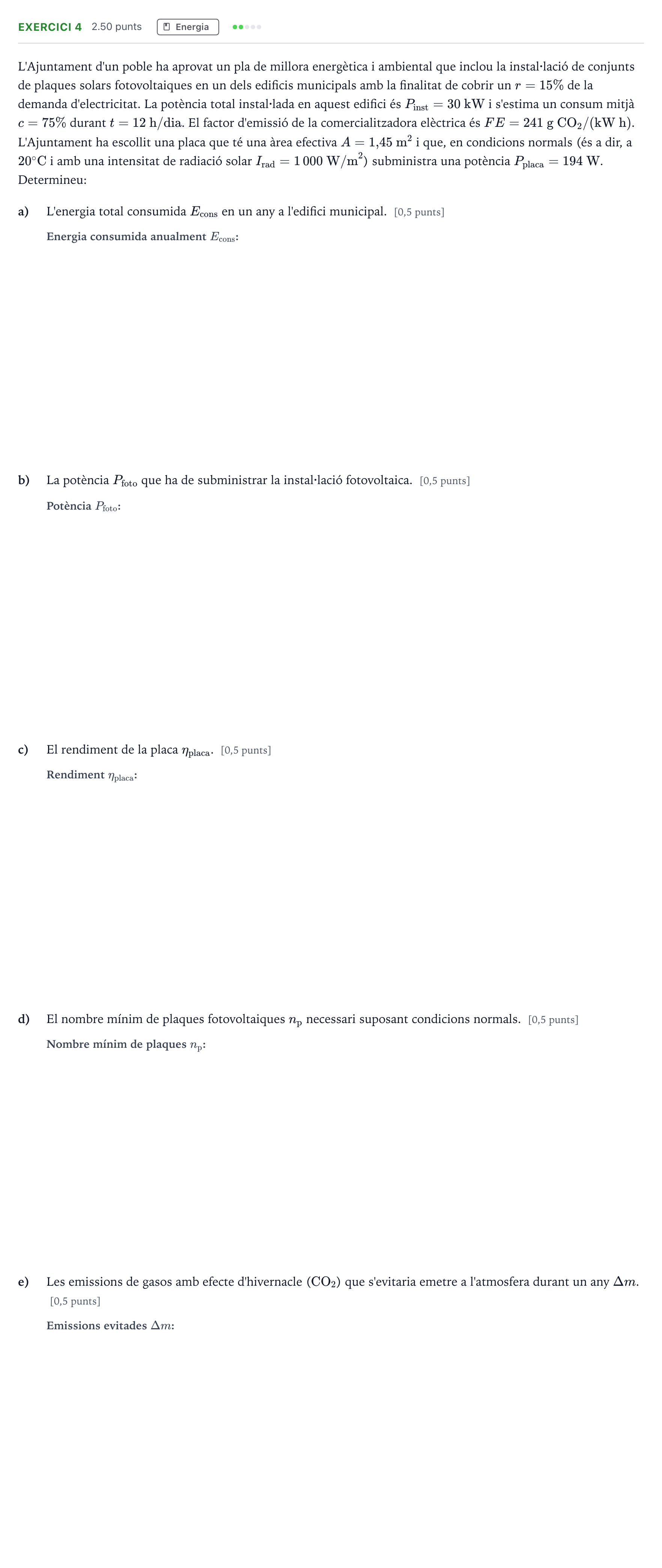 Enunciado: Exercici 4 · Tecnologia Industrial Selectividad Cataluña Juny Serie 2 2021