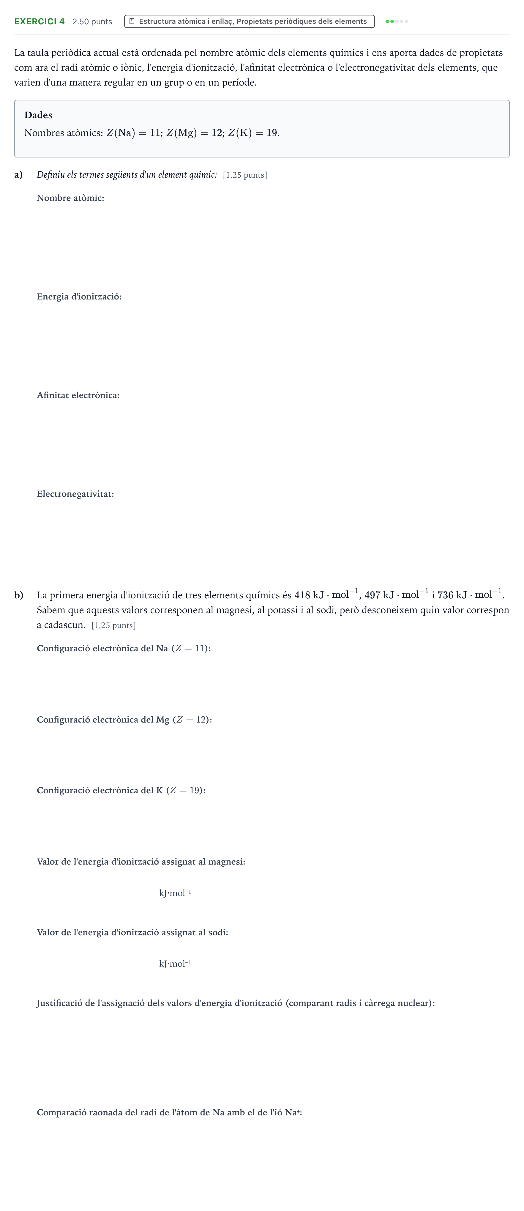 Enunciado: Problema 4 · Química Selectividad Cataluña Setembre Serie 1 2021