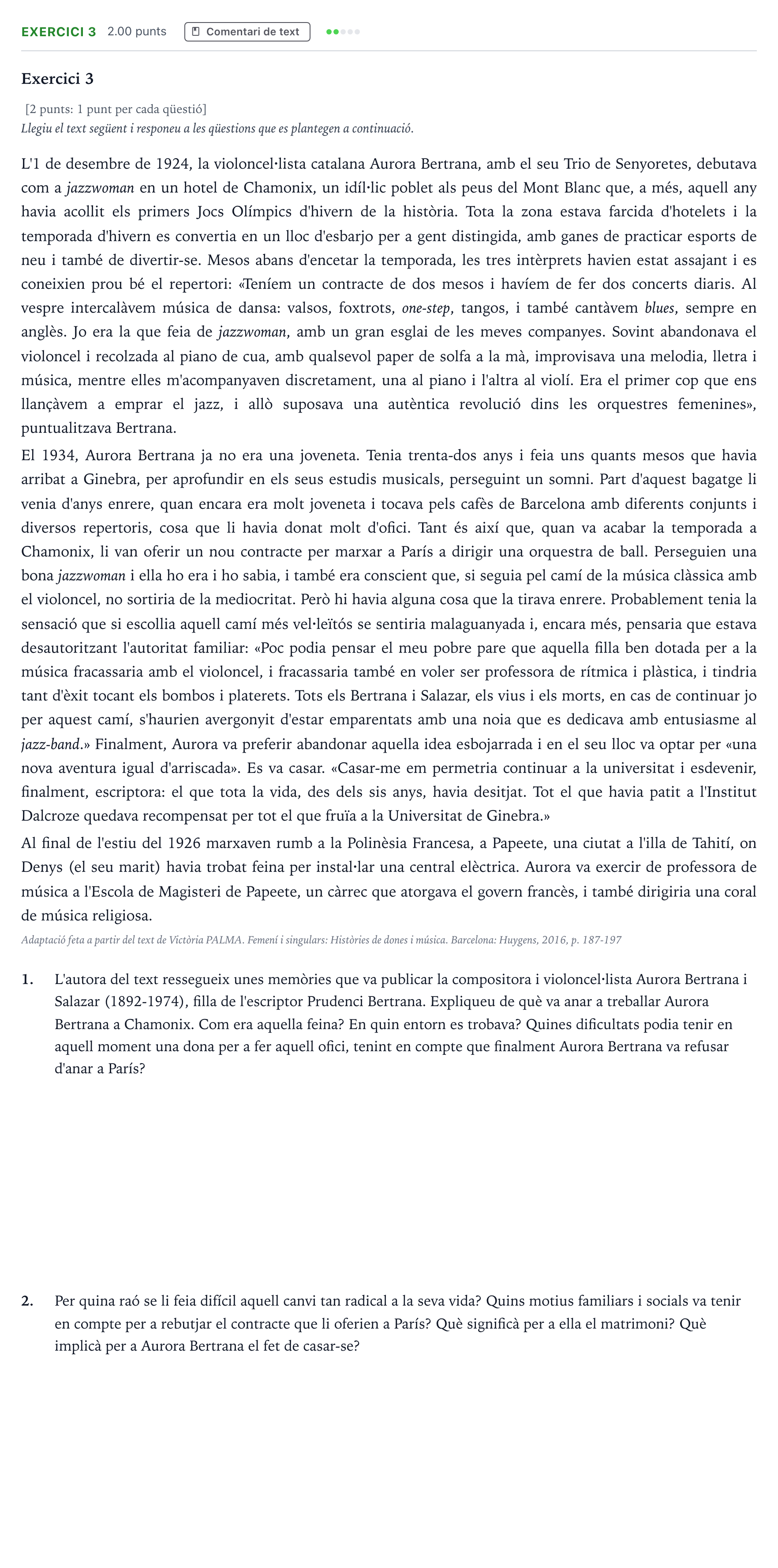 Enunciado: Exercici 3 · Análisis Musical Selectividad Cataluña Juny Serie 2 2022