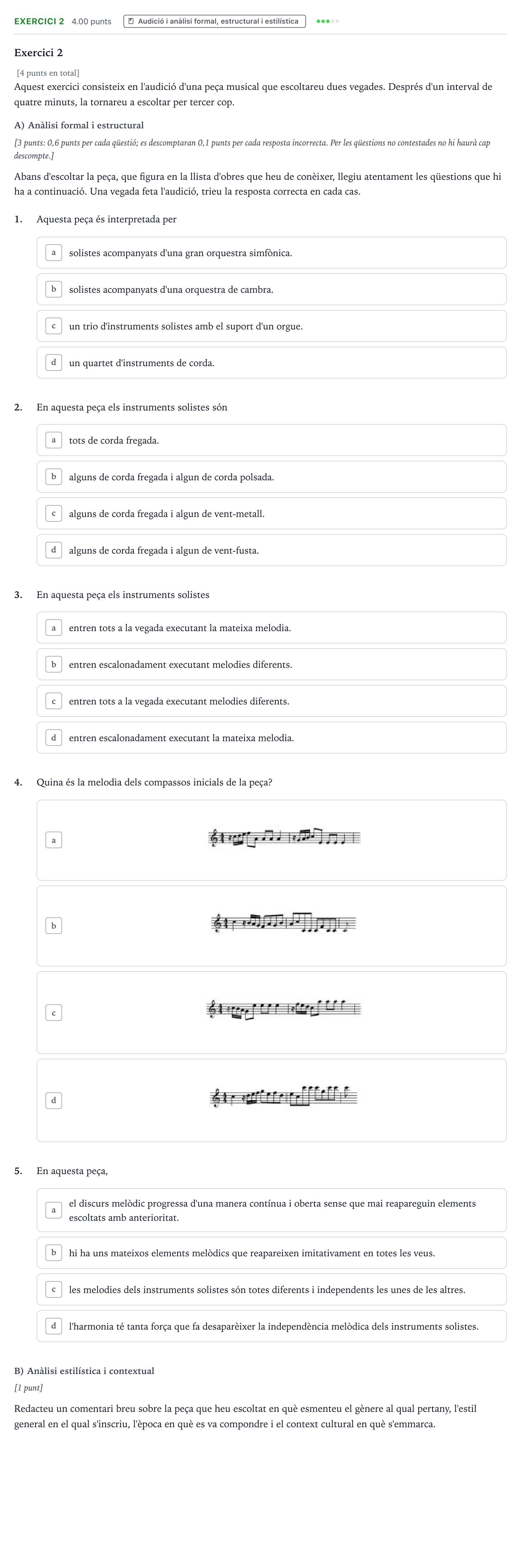 Enunciado: Exercici 2 · Análisis Musical Selectividad Cataluña Juny Serie 5 2022