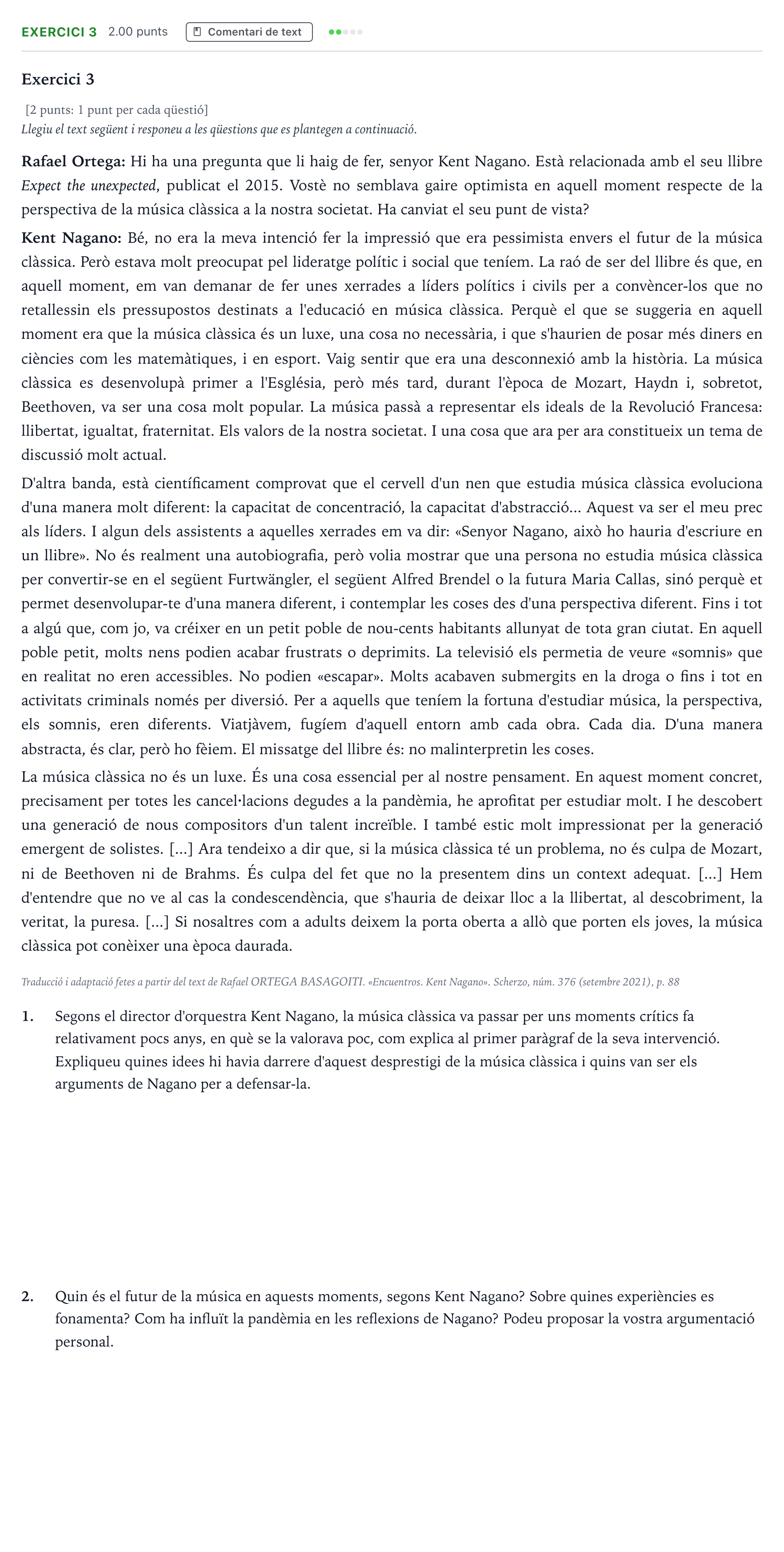 Enunciado: Exercici 3 · Análisis Musical Selectividad Cataluña Setembre Serie 3 2022