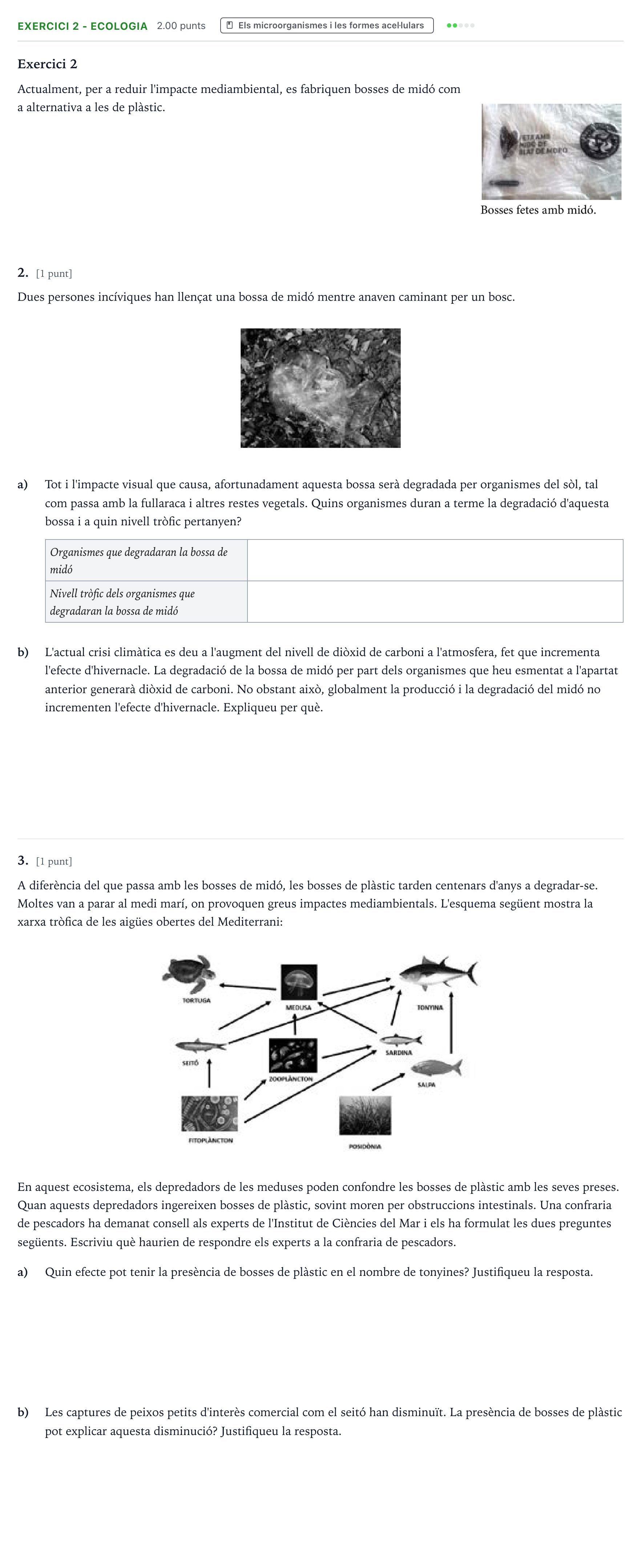 Enunciado: Ejercicio 2 - Ecologia · Biología Selectividad Cataluña Juny Serie 5 2022