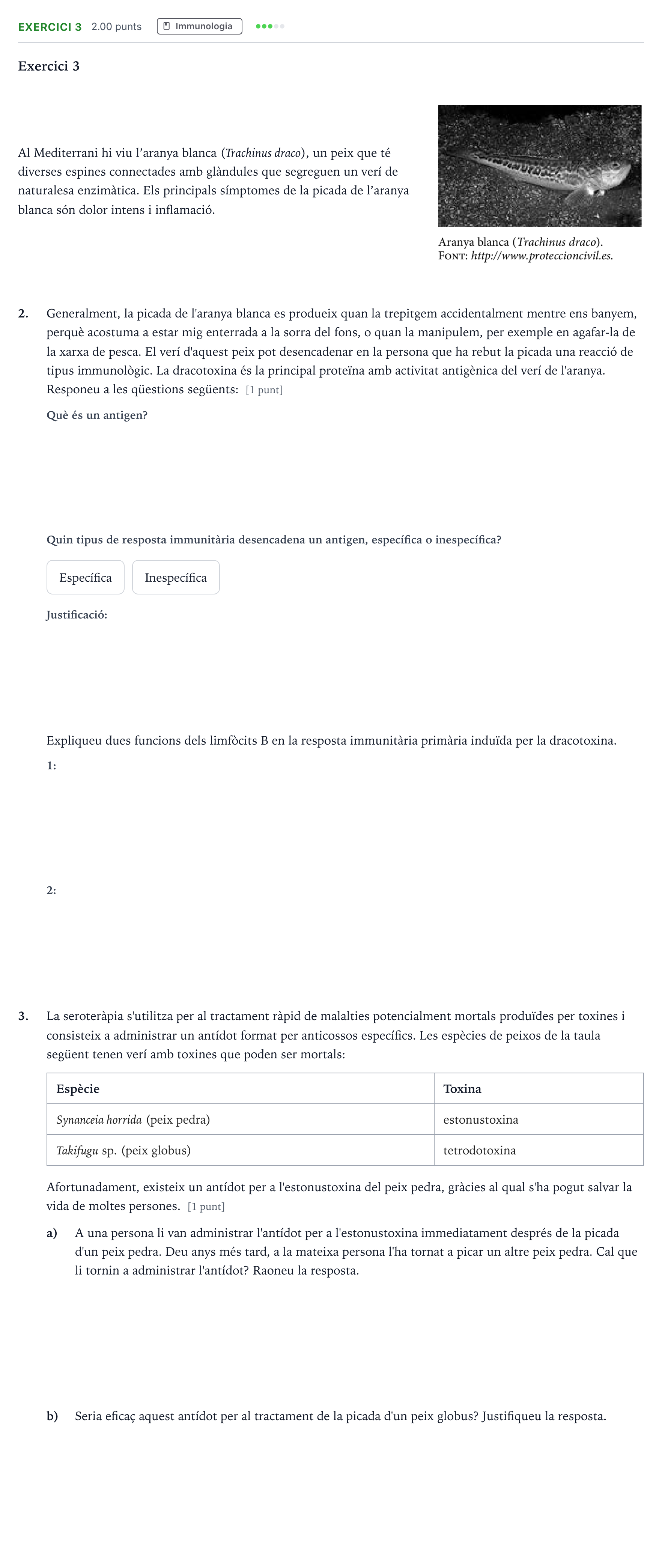 Enunciado: Ejercicio 3 - Immunologia · Biología Selectividad Cataluña Juny Serie 5 2022