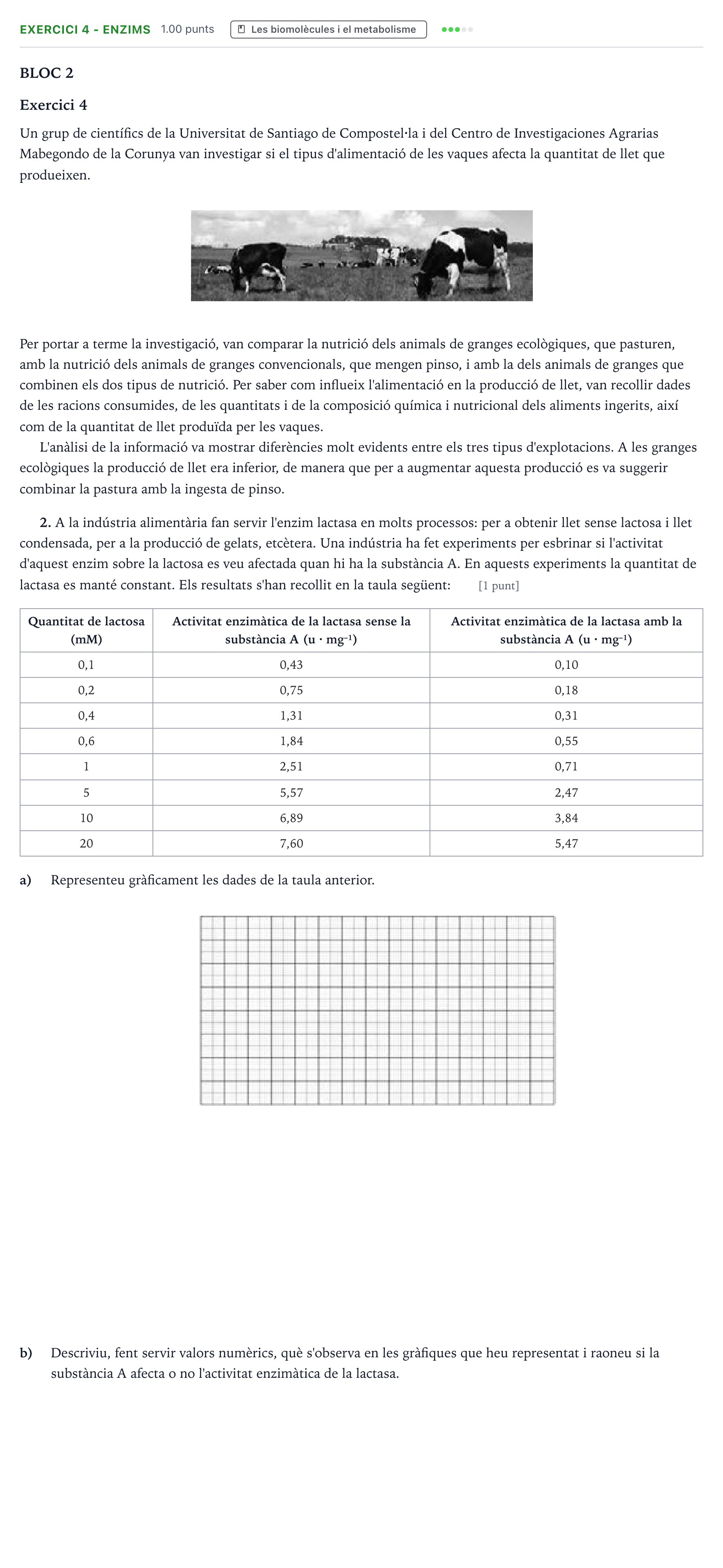 Enunciado: Ejercicio 4 - Enzims · Biología Selectividad Cataluña Juny Serie 5 2022