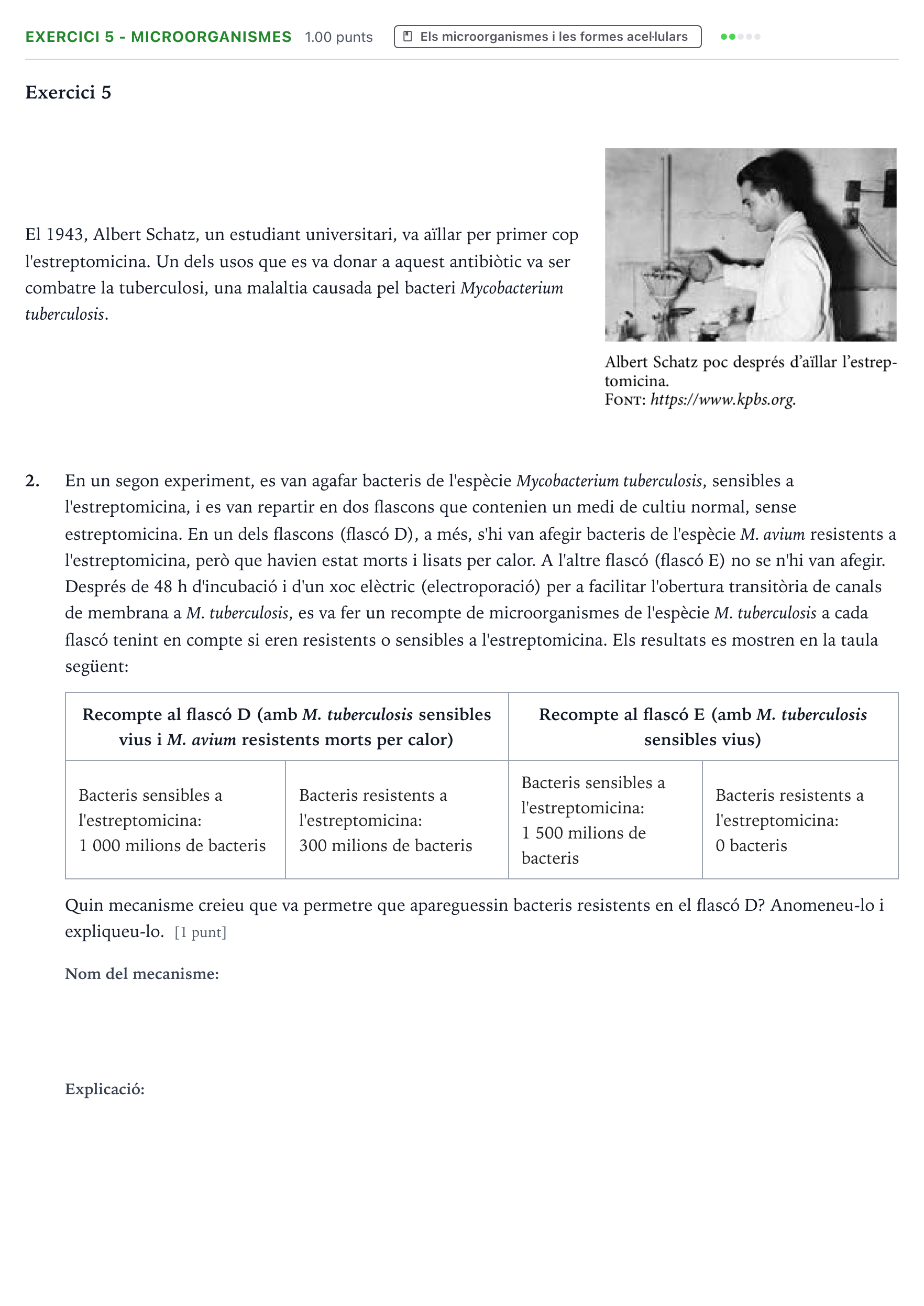 Enunciado: Ejercicio 5 - Microorganismes · Biología Selectividad Cataluña Juny Serie 5 2022