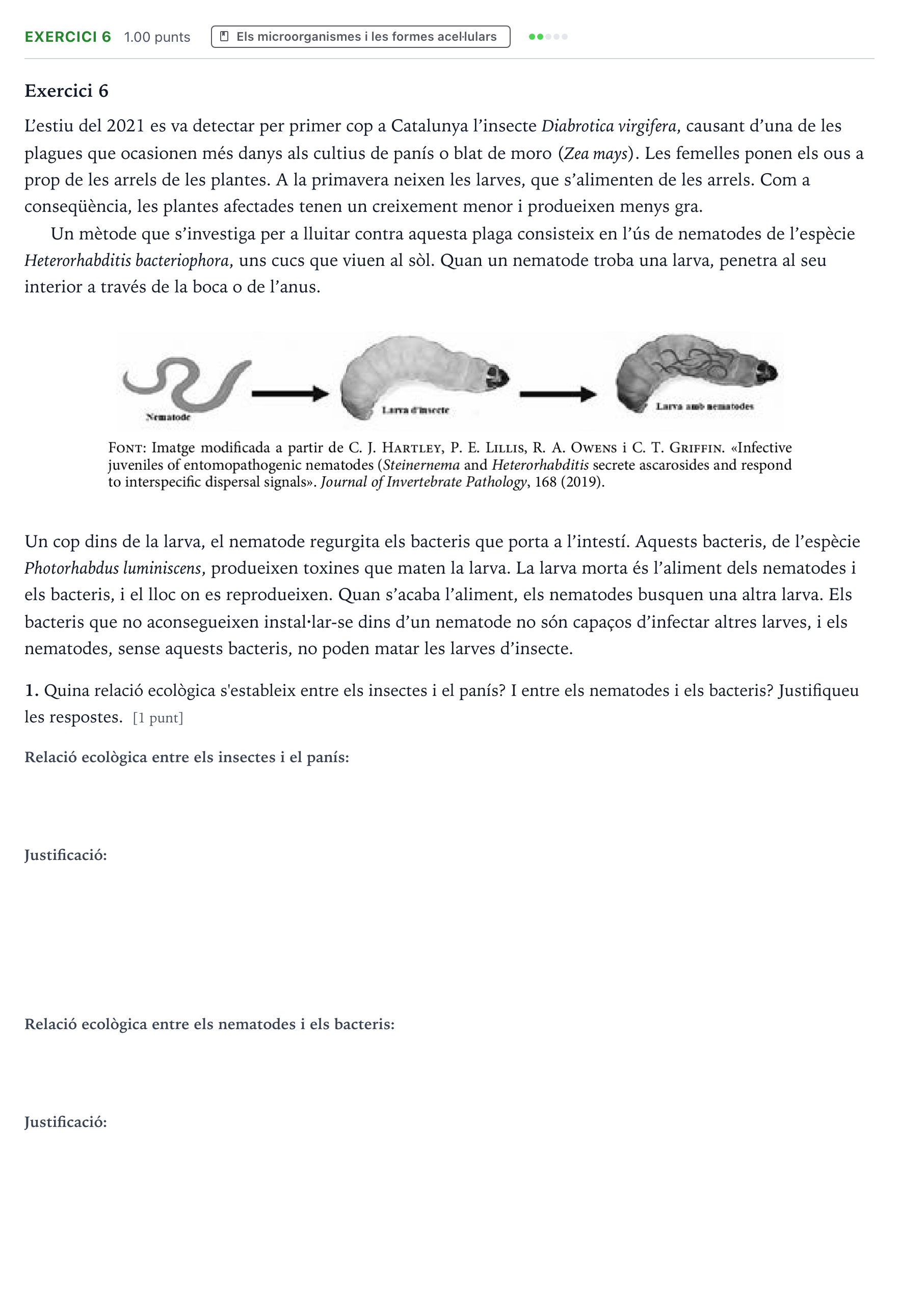 Enunciado: Exercici 6 · Biología Selectividad Cataluña Setembre Serie 3 2022