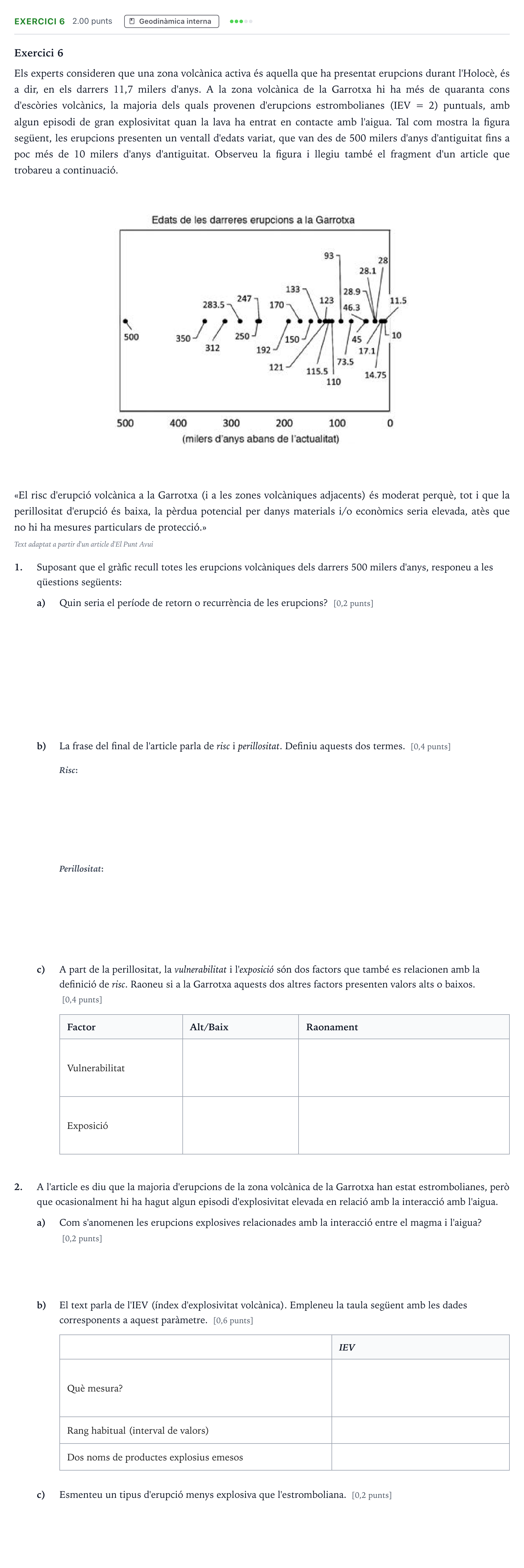Enunciado: Exercici 6 · Ciencias de la Tierra y del Medio Ambiente Selectividad Cataluña Setembre Serie 3 2022