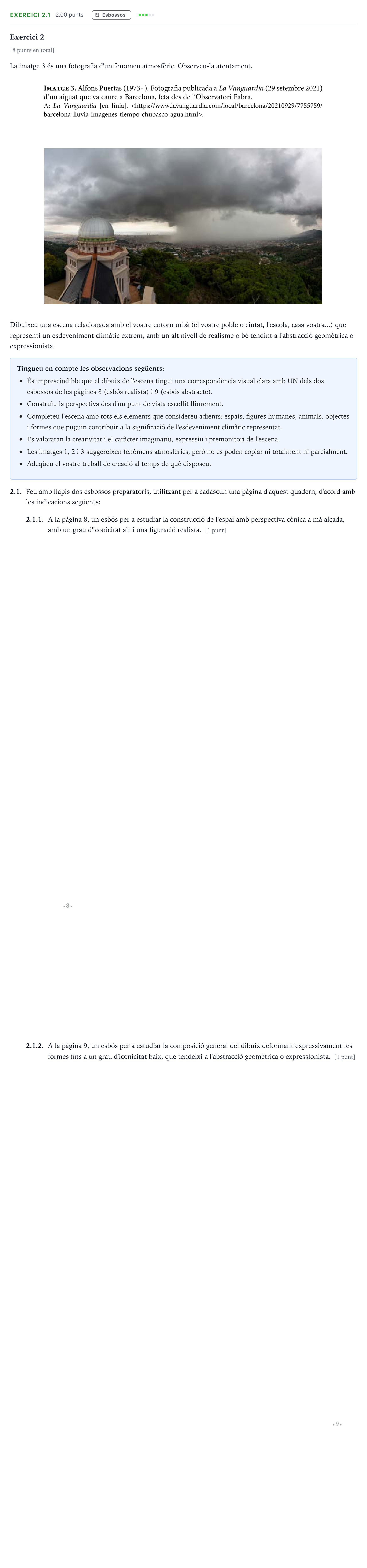 Enunciado: Exercici 2.1 · Dibujo Artístico Selectividad Cataluña Setembre Serie 3 2022