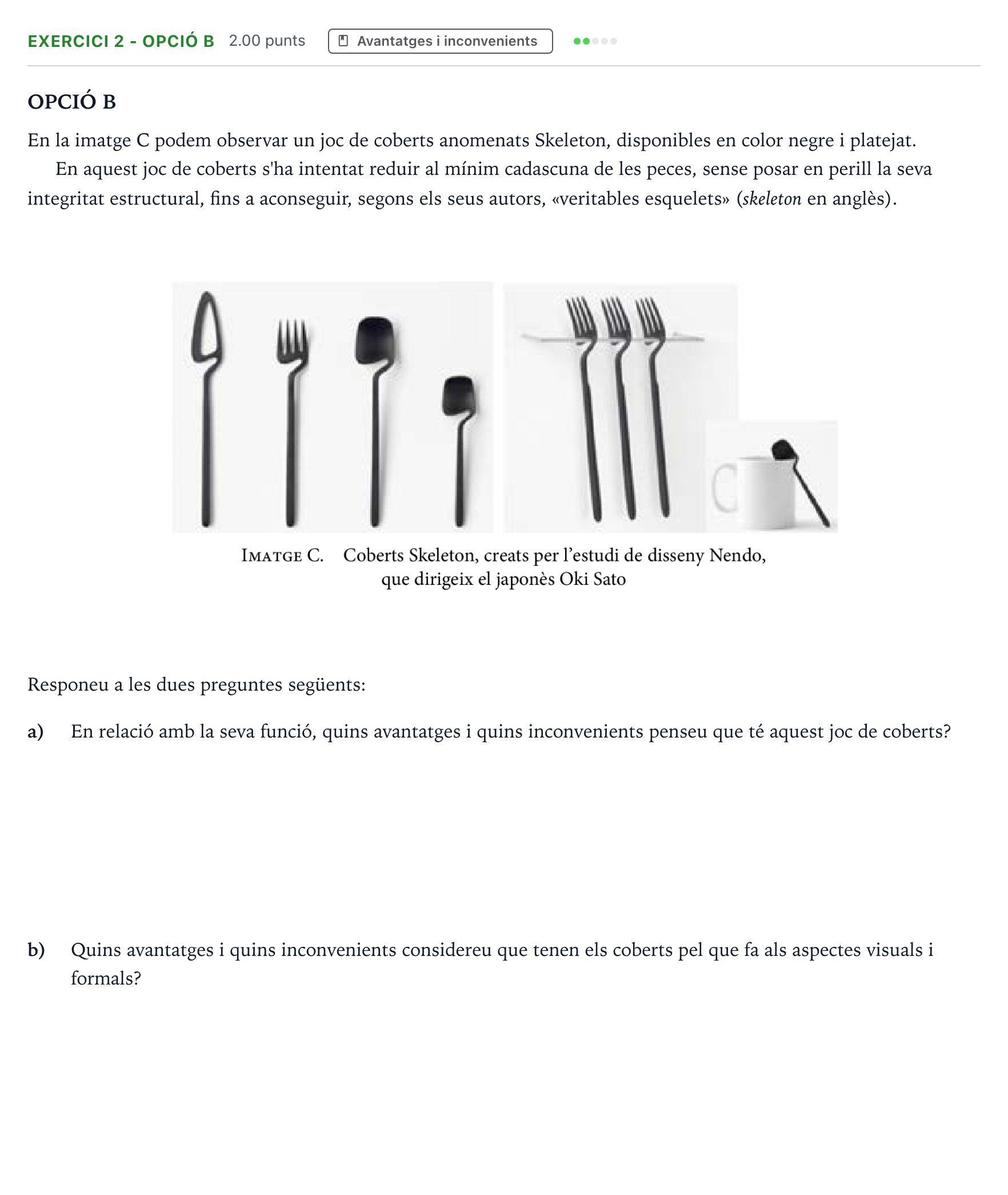 Enunciado: Exercici 2 - Opció B · Diseño Selectividad Cataluña Juny Serie 5 2022