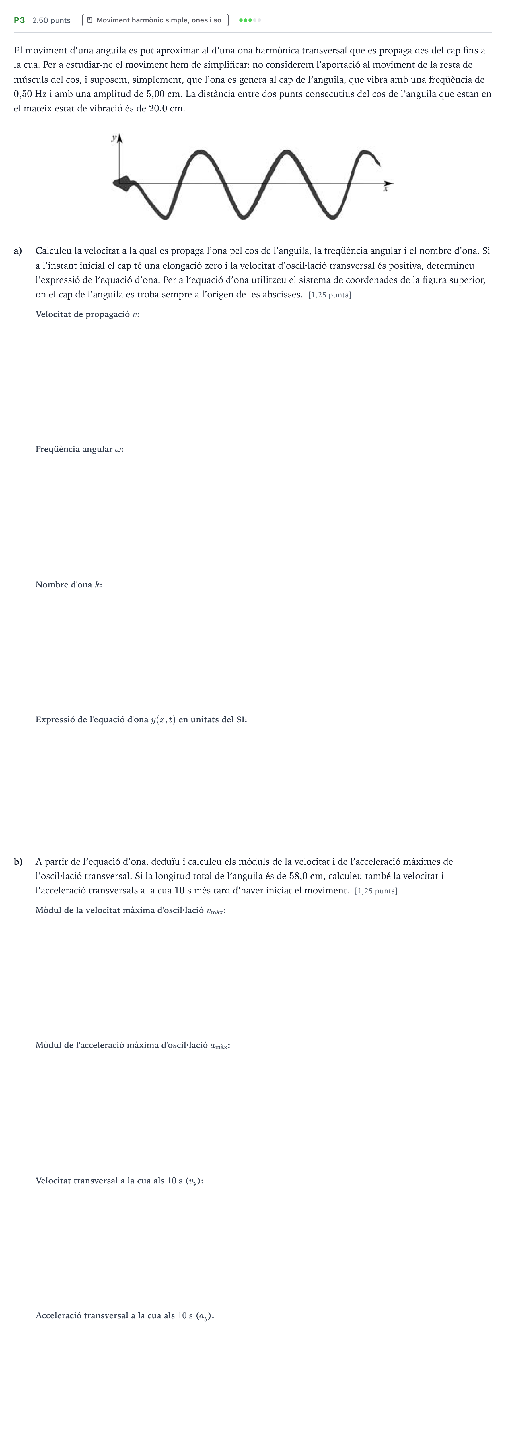 Enunciado: Ejercicio P3 · Física Selectividad Cataluña Juliol Serie 2 2022