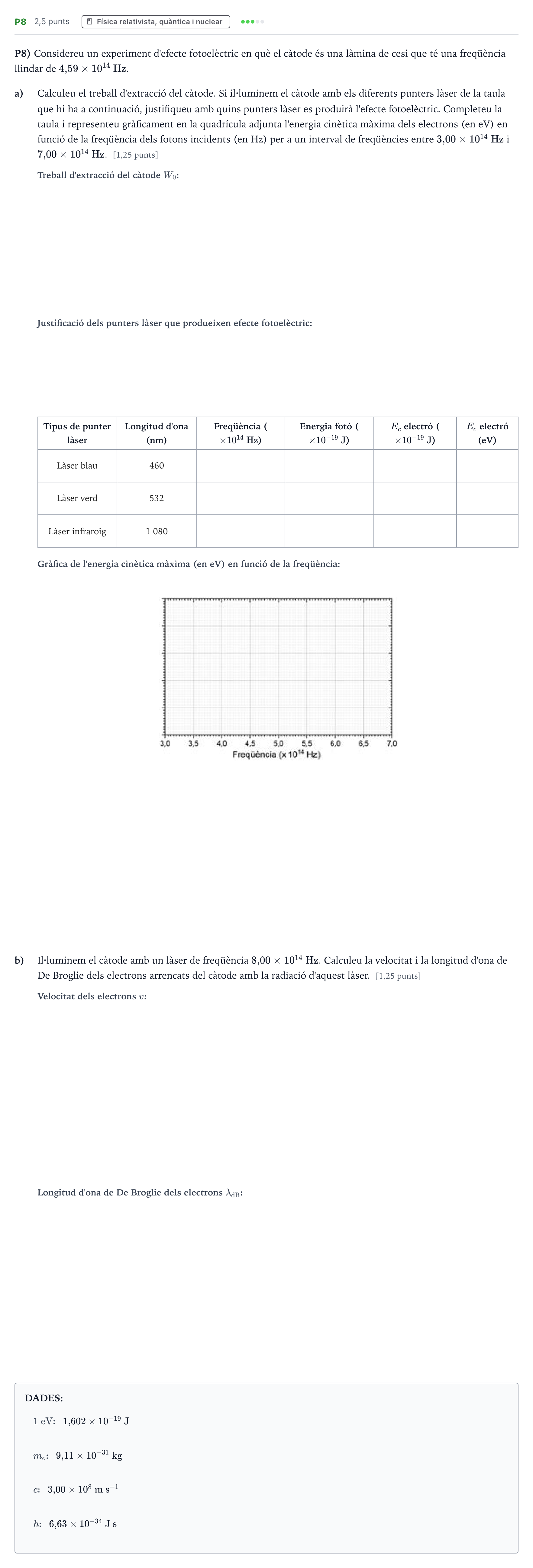 Enunciado: Ejercicio P8 · Física Selectividad Cataluña Juliol Serie 2 2022