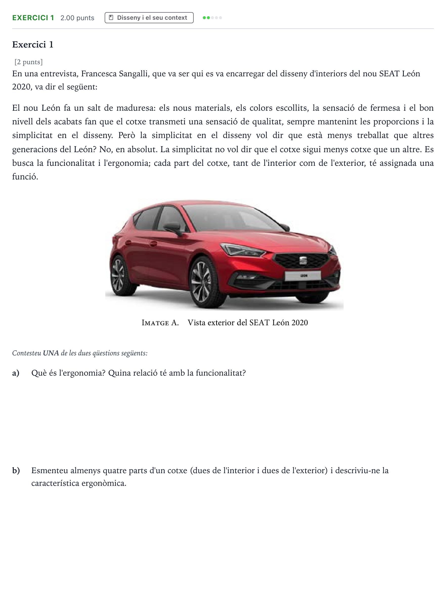 Enunciado: Exercici 1 · Diseño Selectividad Cataluña Setembre Serie 3 2022