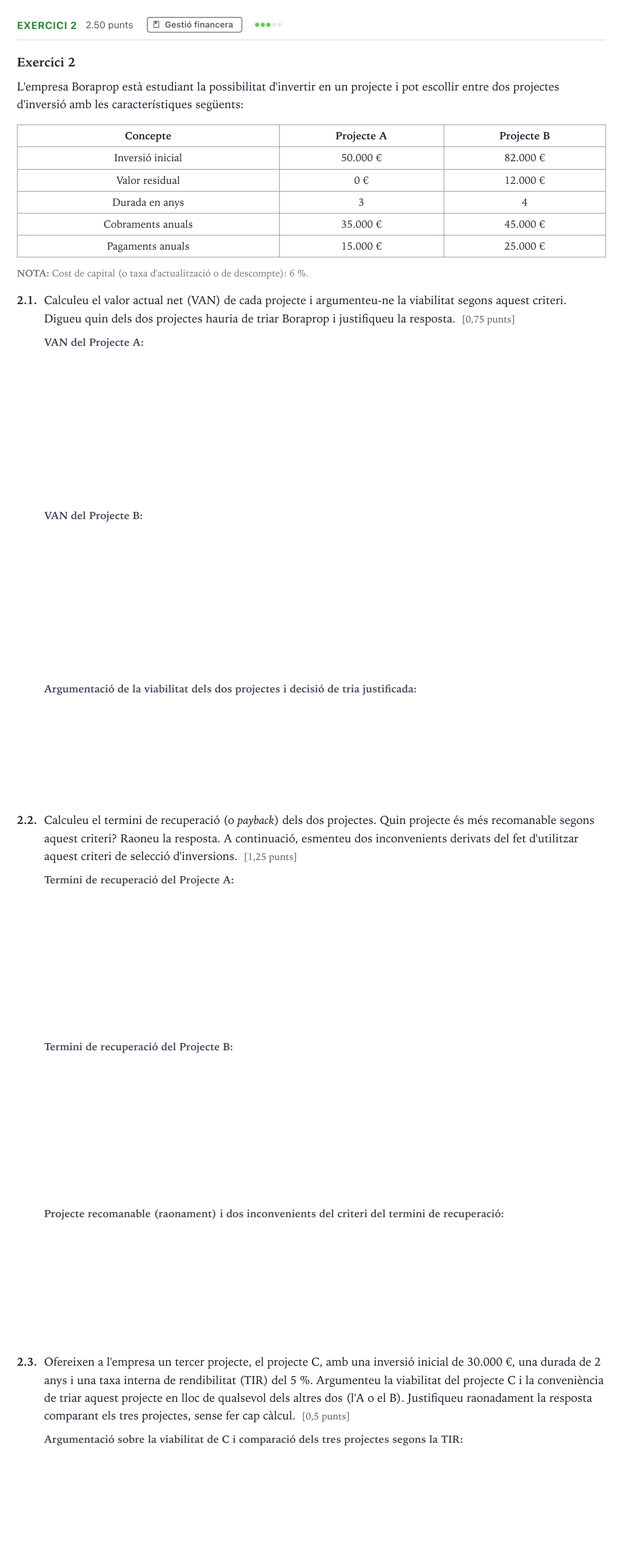 Enunciado: Exercici 2 · Economía de la Empresa Selectividad Cataluña Setembre Serie 3 2022