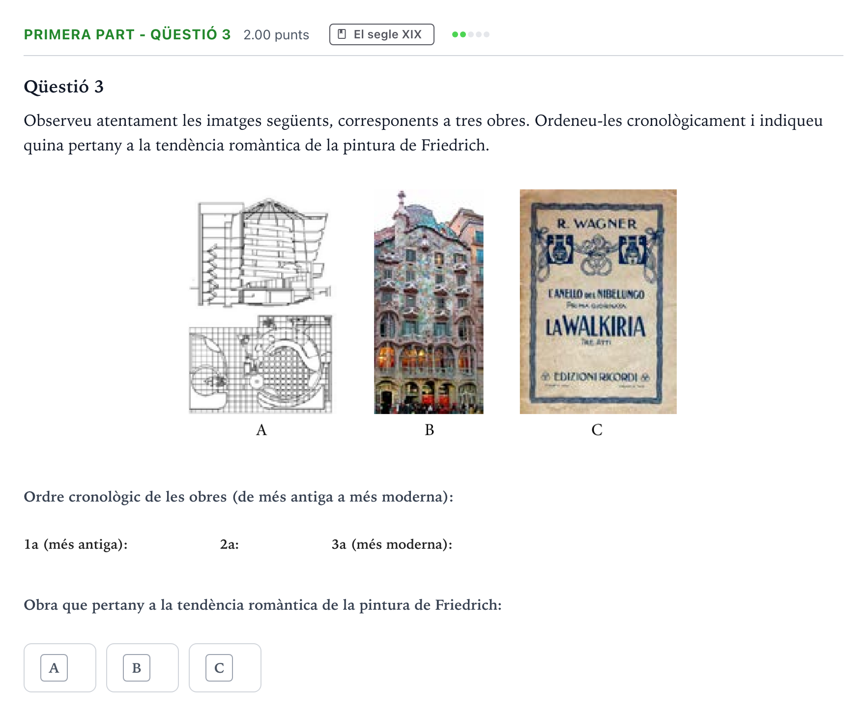 Enunciado: Ejercicio Primera part - Qüestió 3 · Fundamentos Artísticos Selectividad Cataluña Juny Serie 2 2022