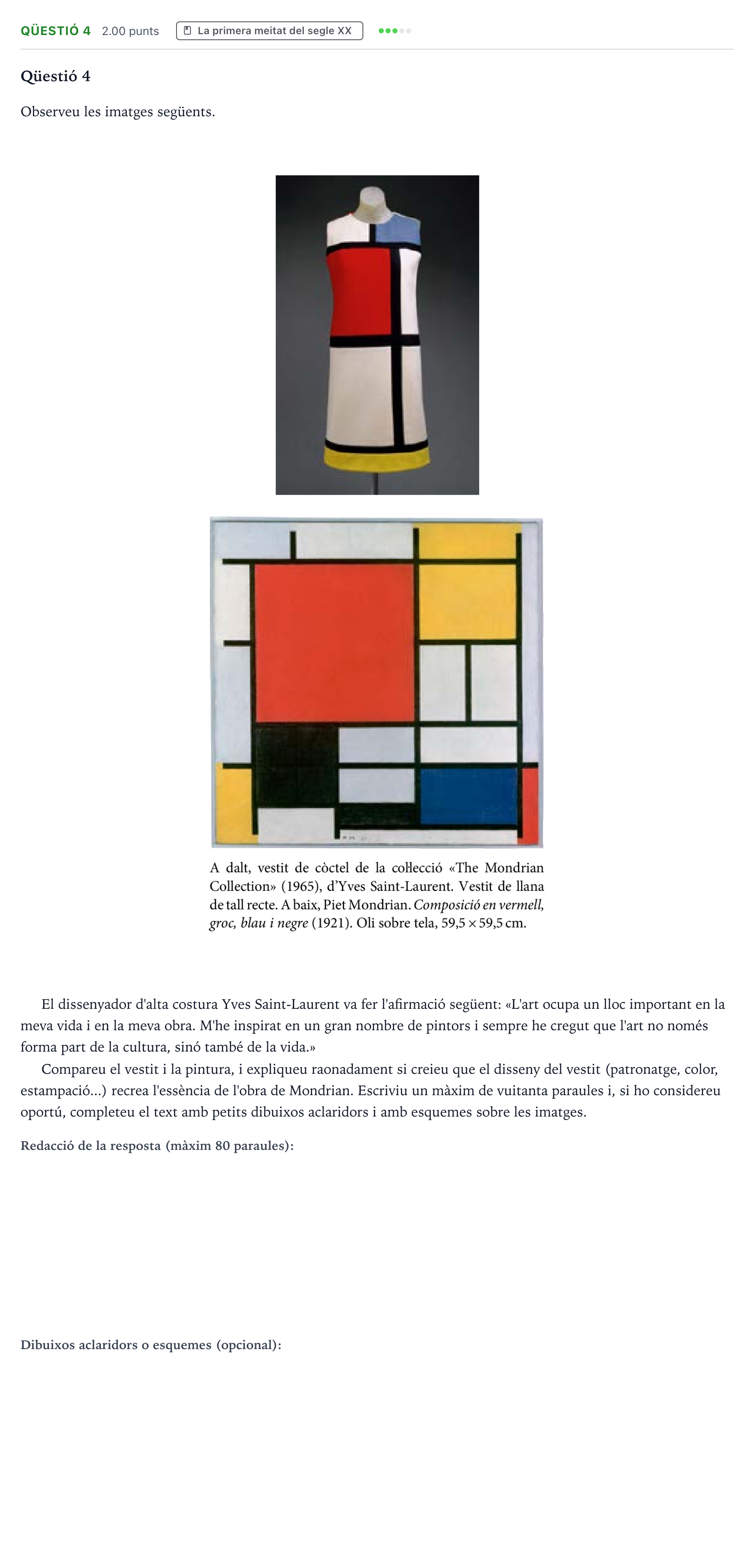Enunciado: Ejercicio Qüestió 4 · Fundamentos Artísticos Selectividad Cataluña Juny Serie 5 2022