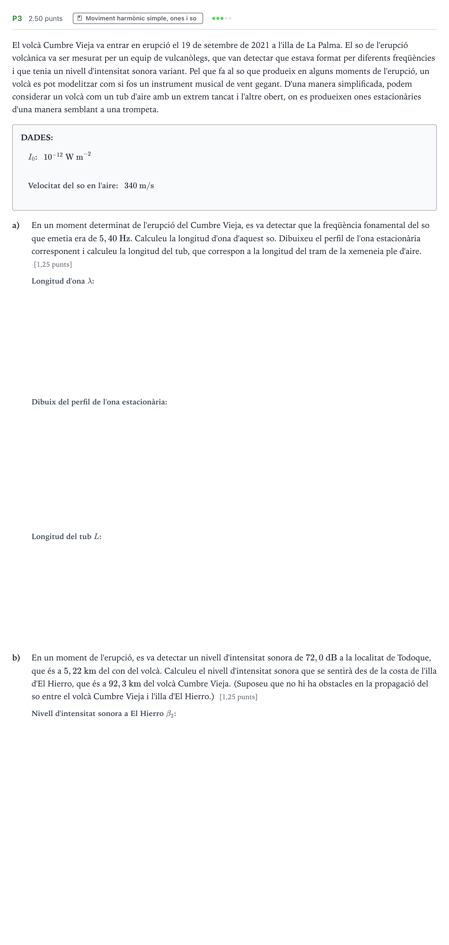 Enunciado: Ejercicio P3 · Física Selectividad Cataluña Setembre Serie 3 2022