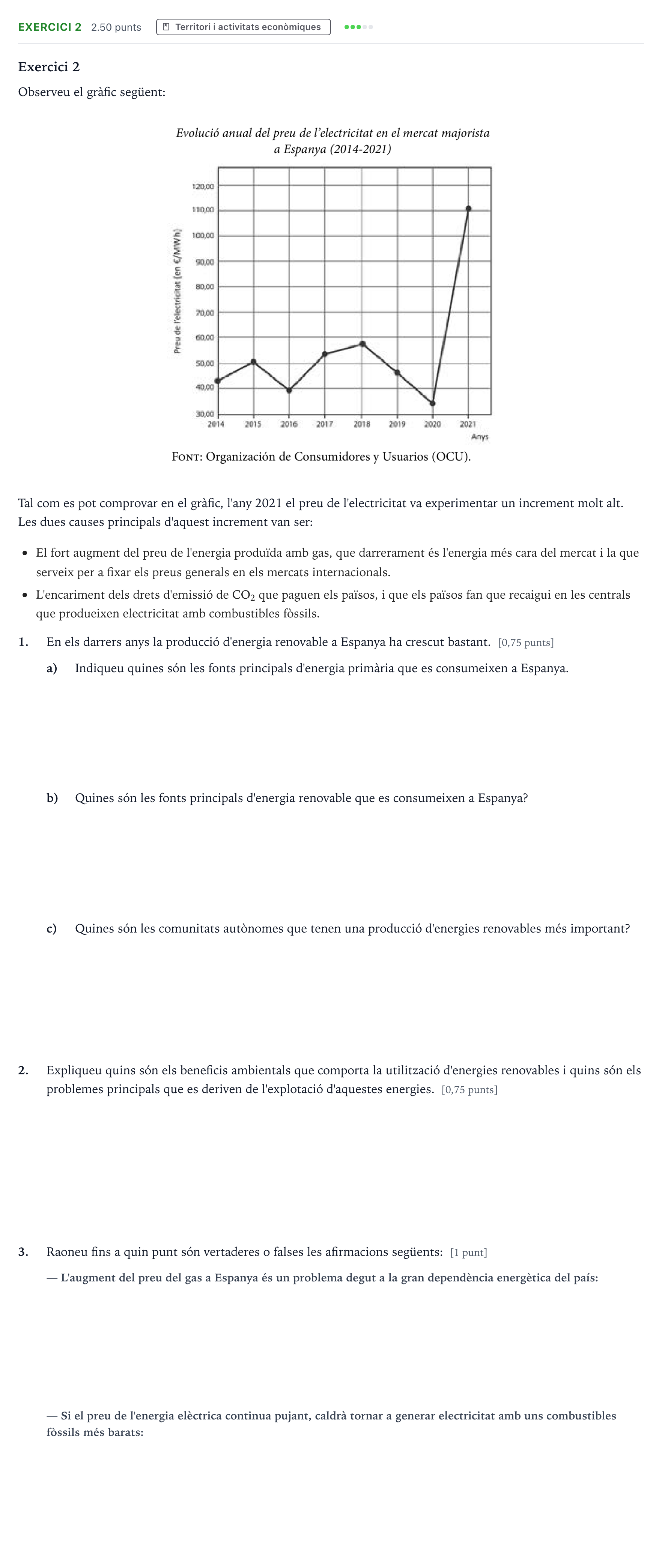 Enunciado: Exercici 2 · Geografía Selectividad Cataluña Juny Serie 2 2022