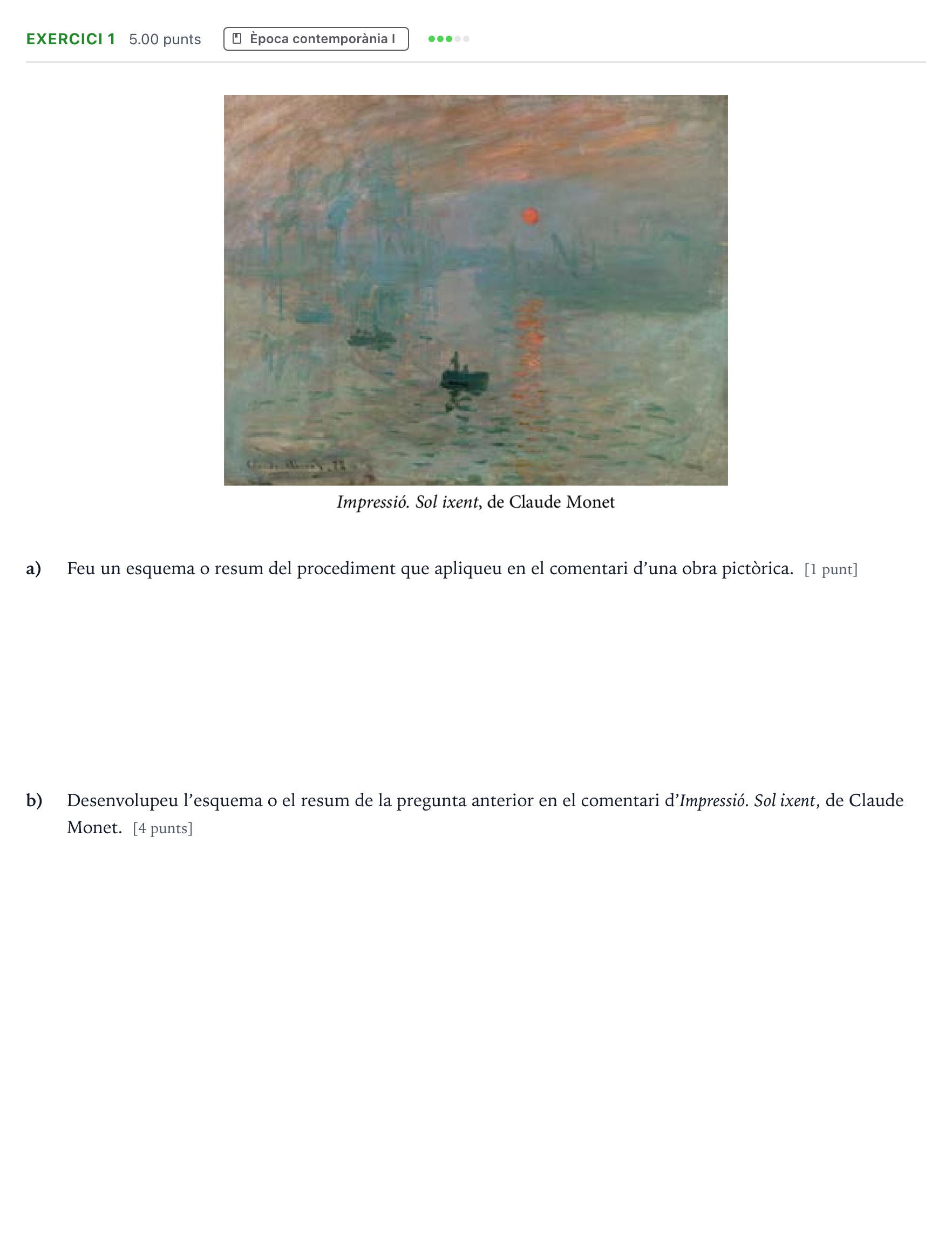 Enunciado: Exercici 1 · Historia del Arte Selectividad Cataluña Juny Serie 5 2022