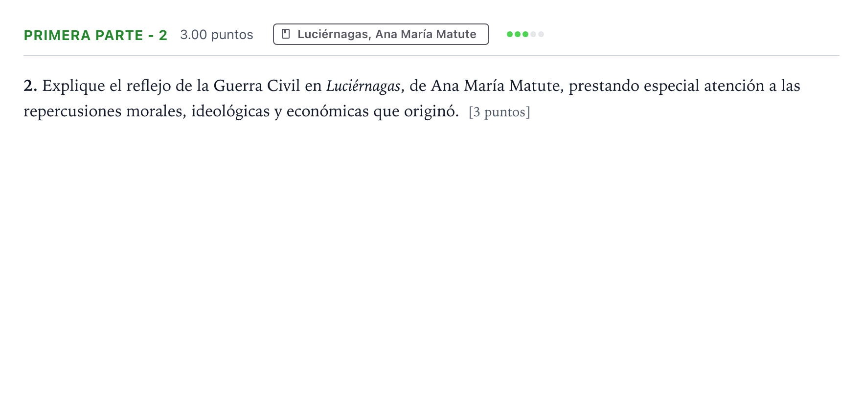 Enunciado: Ejercicio Primera parte - 2 · Literatura castellana Selectividad Cataluña Juny Serie 2 2022