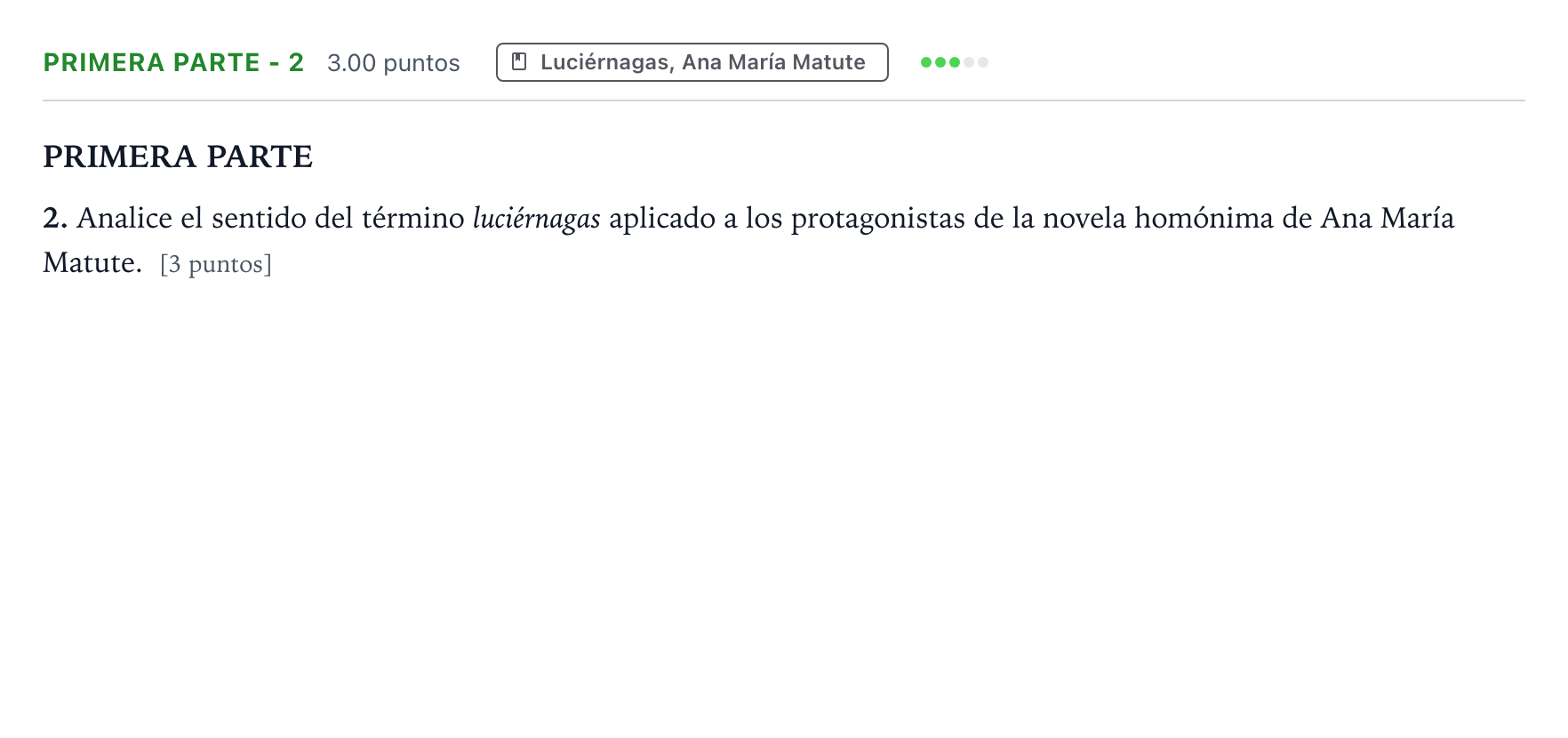 Enunciado: Ejercicio Primera Parte - 2 · Literatura castellana Selectividad Cataluña Setembre Serie 3 2022