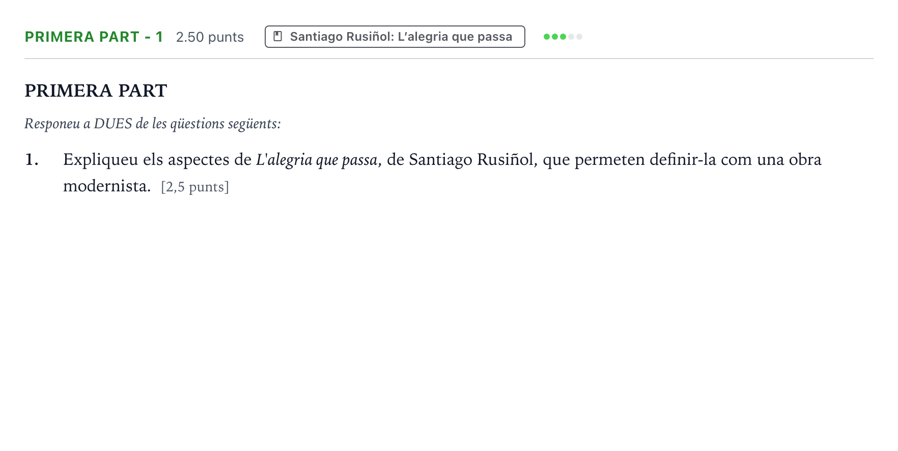 Enunciado: Ejercicio Primera part - 1 · Literatura Catalana Selectividad Cataluña Juny Serie 5 2022