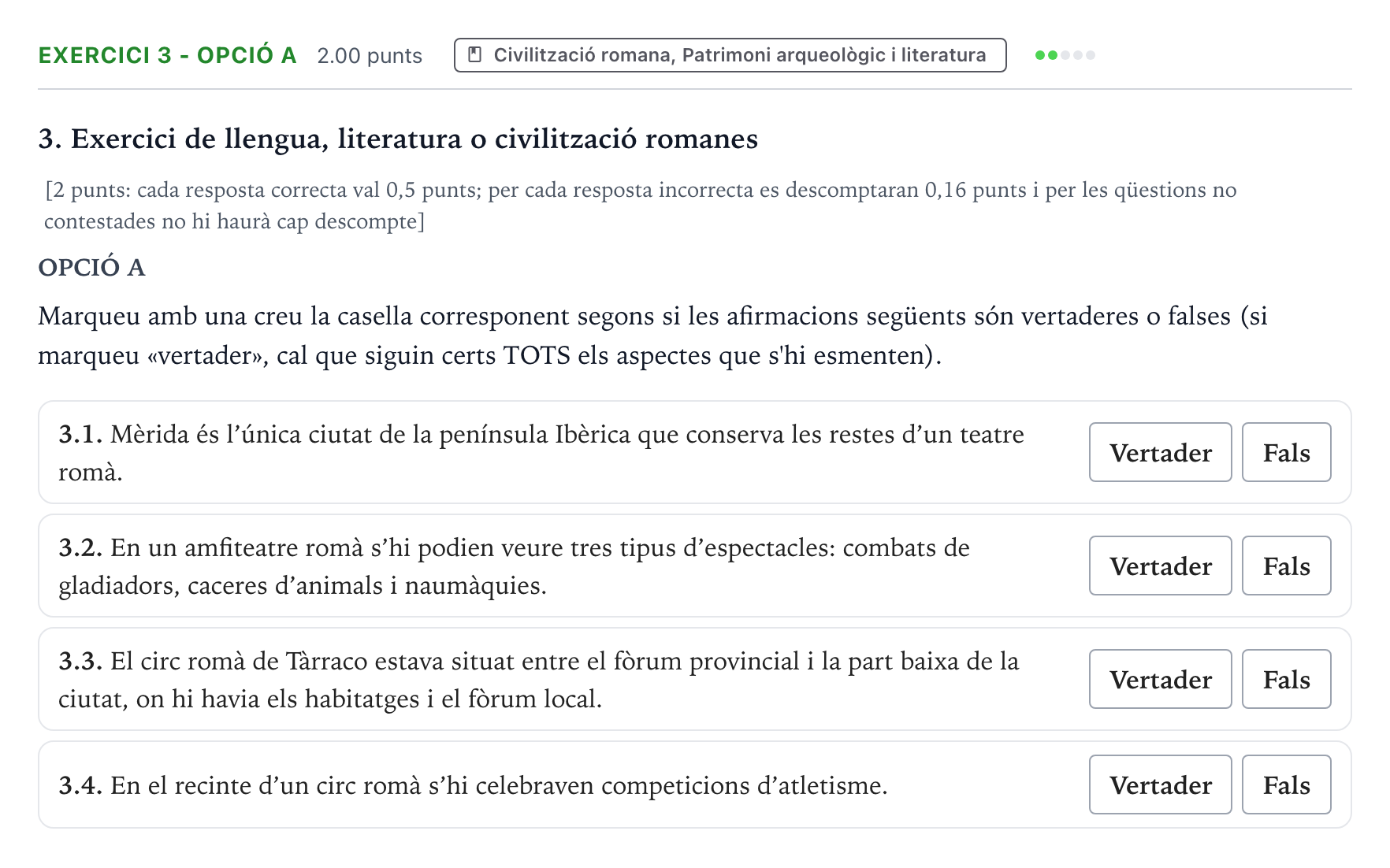 Enunciado: Exercici 3 - Opció A · Latín II Selectividad Cataluña Juny Serie 5 2022