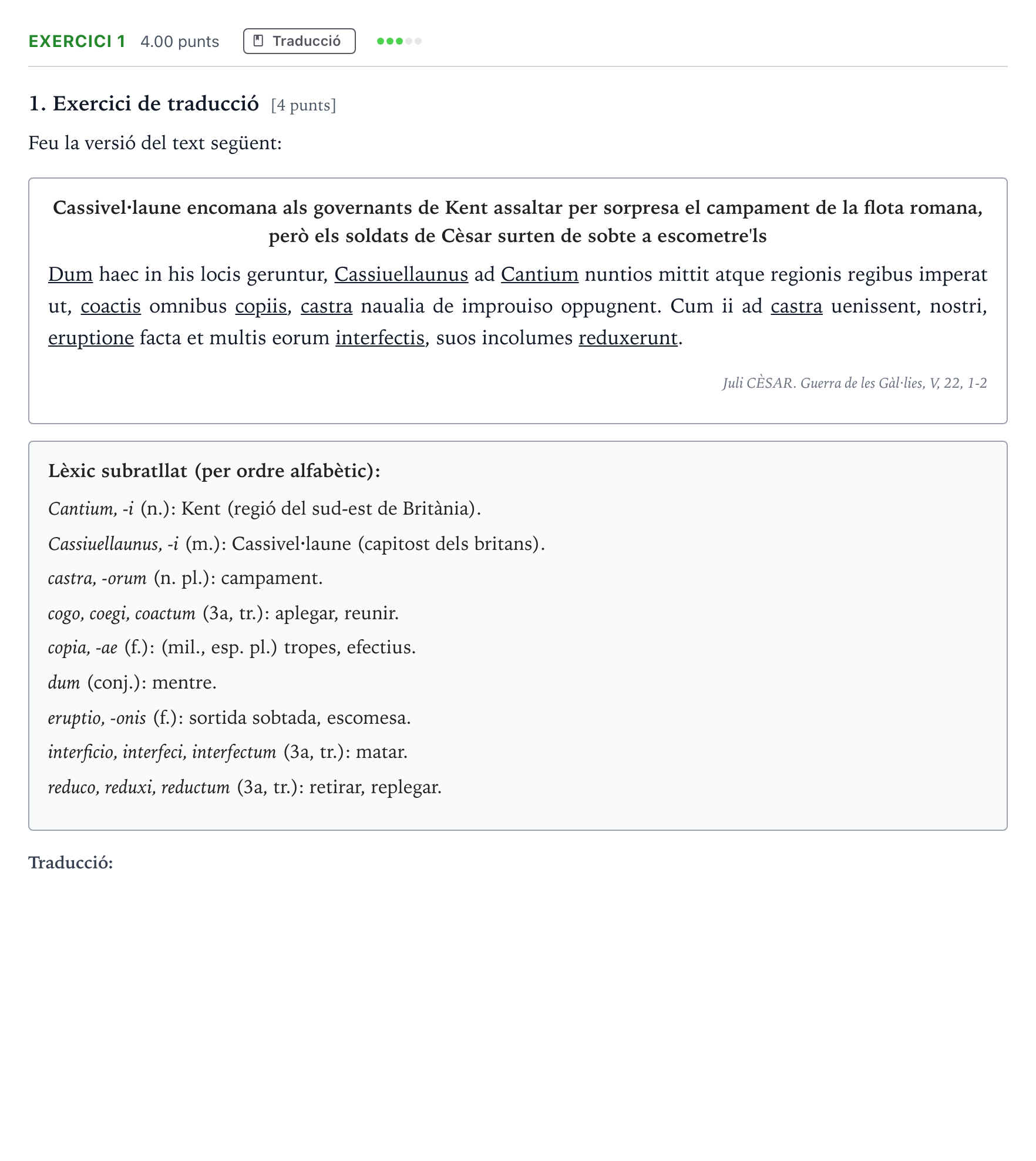 Enunciado: Problema 1 · Latín II Selectividad Cataluña Setembre Serie 3 2022