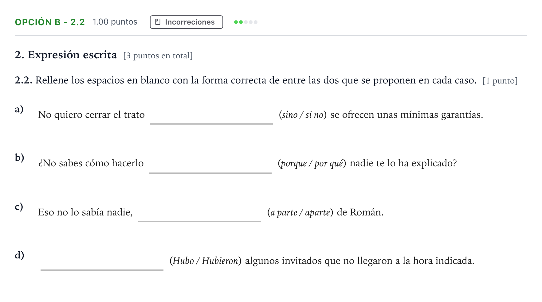 Enunciado: Opción B - 2.2 · Lengua Castellana y Literatura II Selectividad Cataluña Juny Serie 2 2022