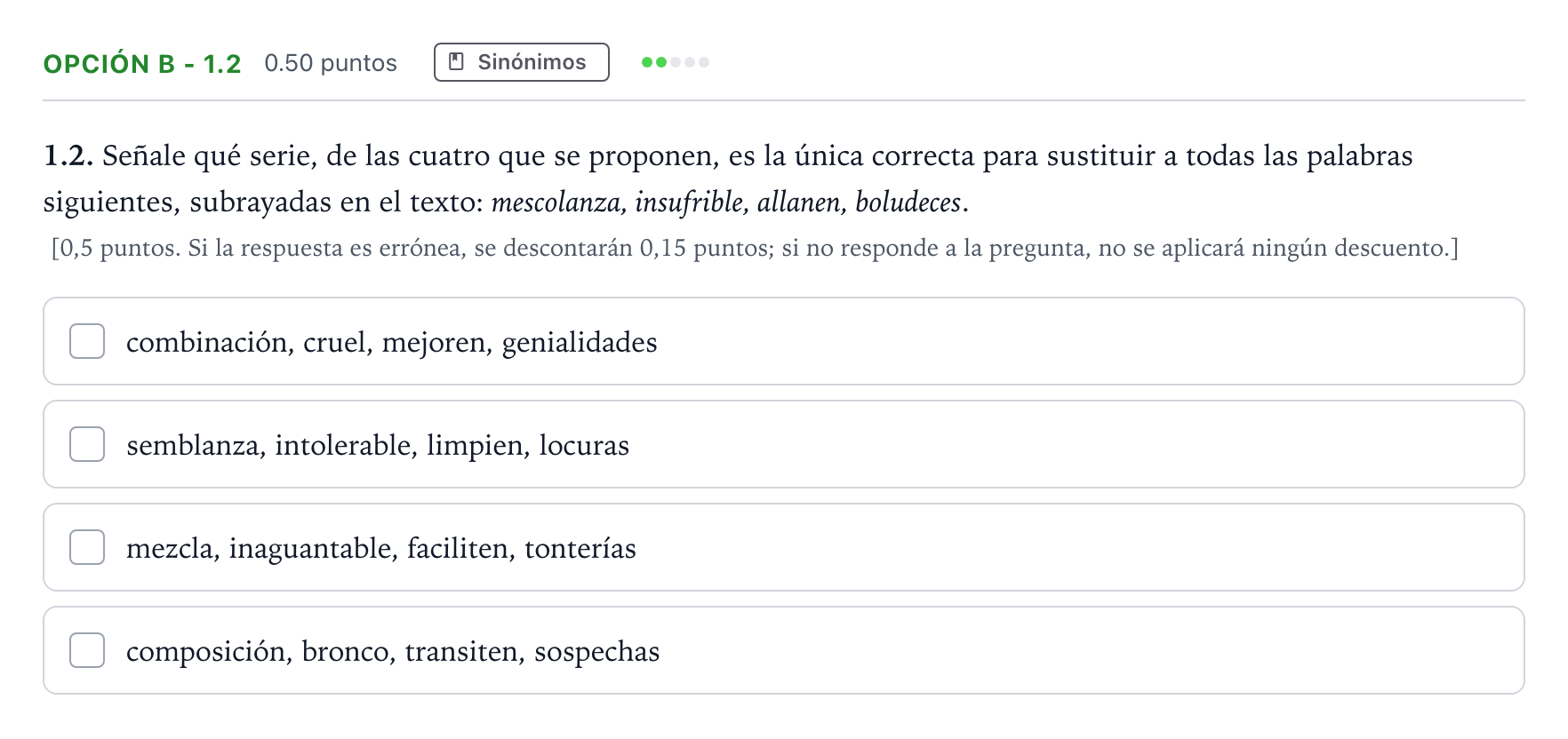 Enunciado: Opción B - 1.2 · Lengua Castellana y Literatura II Selectividad Cataluña Juny Serie 5 2022