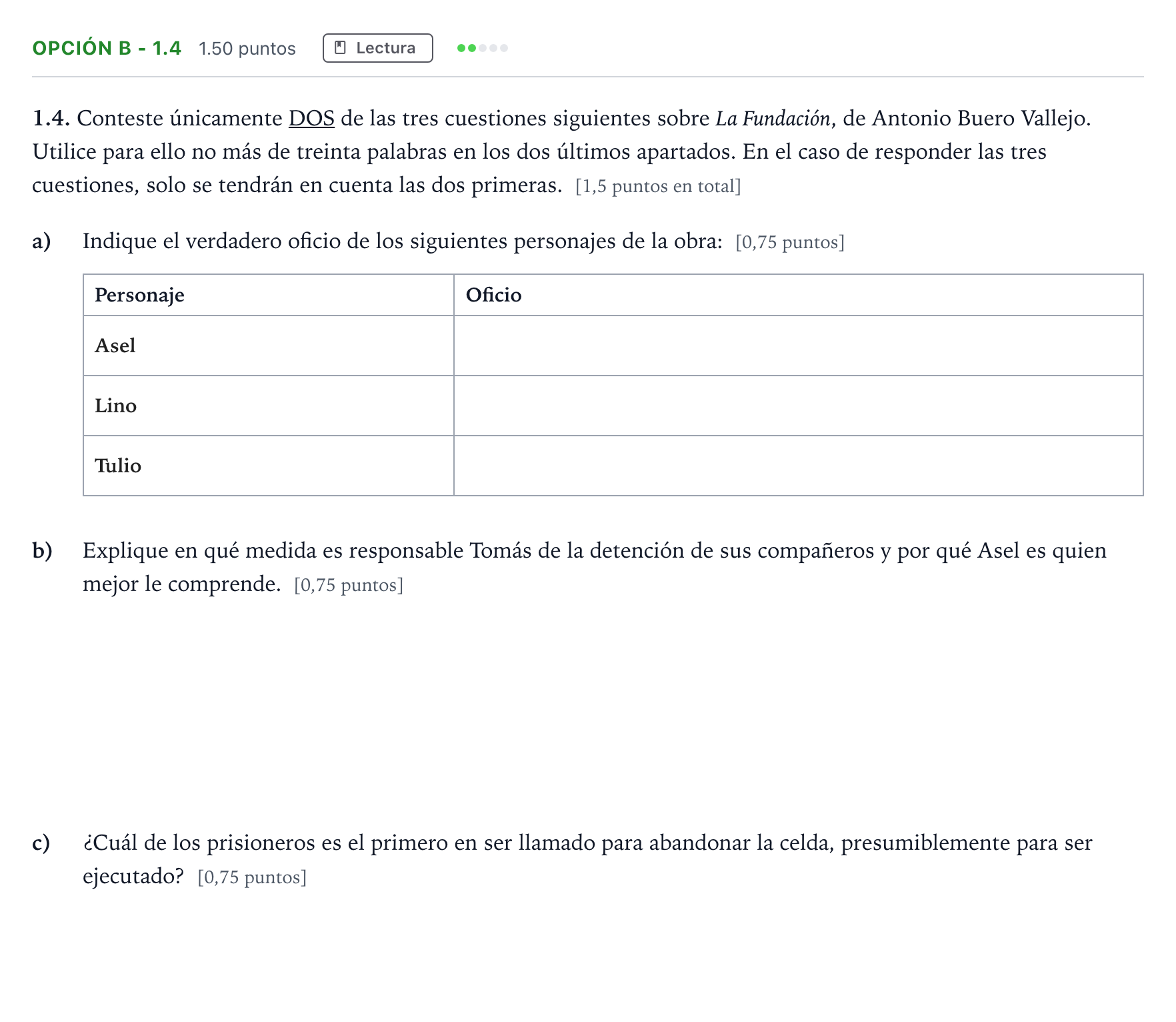 Enunciado: Opción B - 1.4 · Lengua Castellana y Literatura II Selectividad Cataluña Juny Serie 5 2022