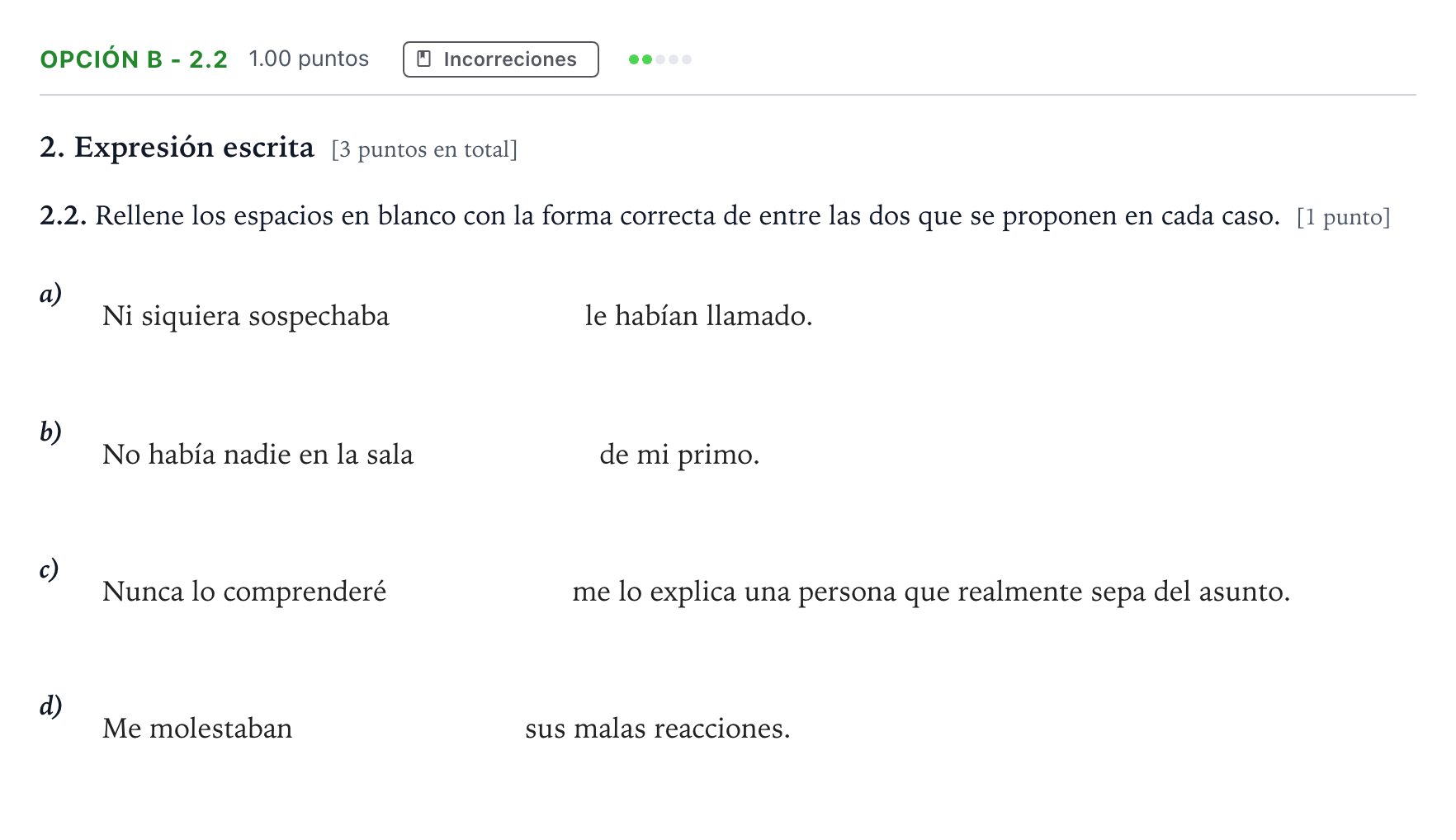 Enunciado: Opción B - 2.2 · Lengua Castellana y Literatura II Selectividad Cataluña Juny Serie 5 2022