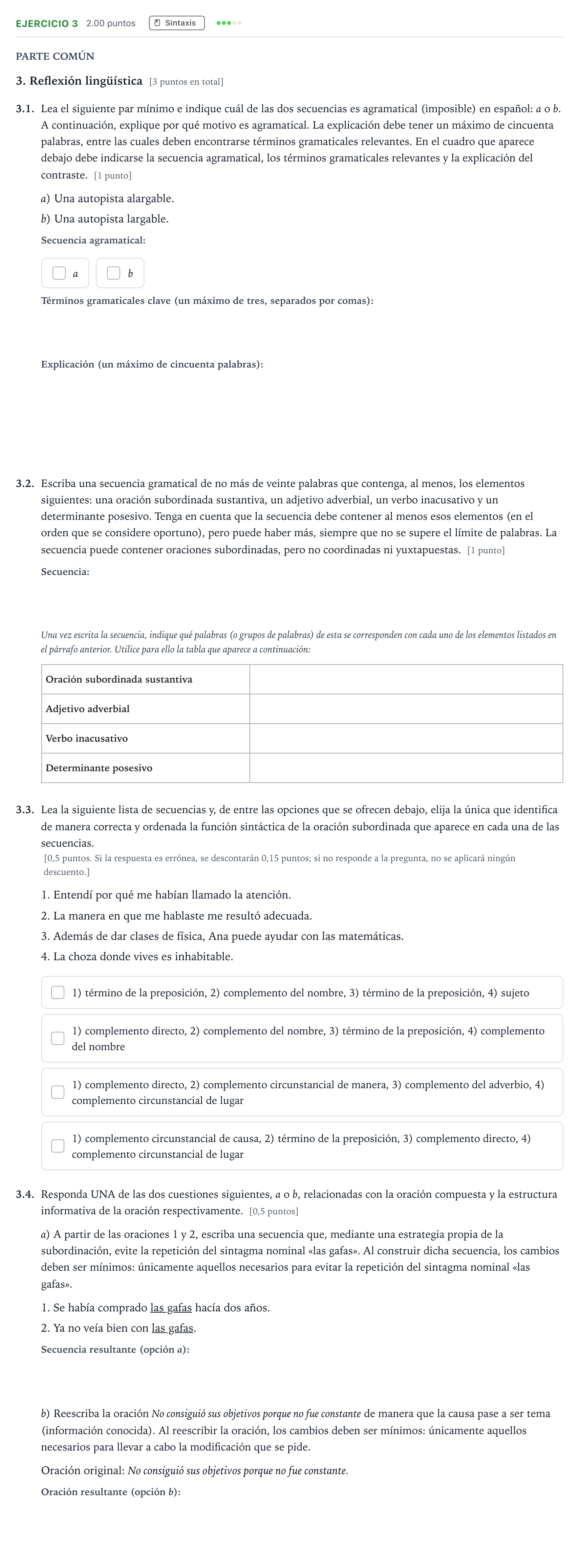 Enunciado: Problema 3 · Lengua Castellana y Literatura II Selectividad Cataluña Setembre Serie 3 2022