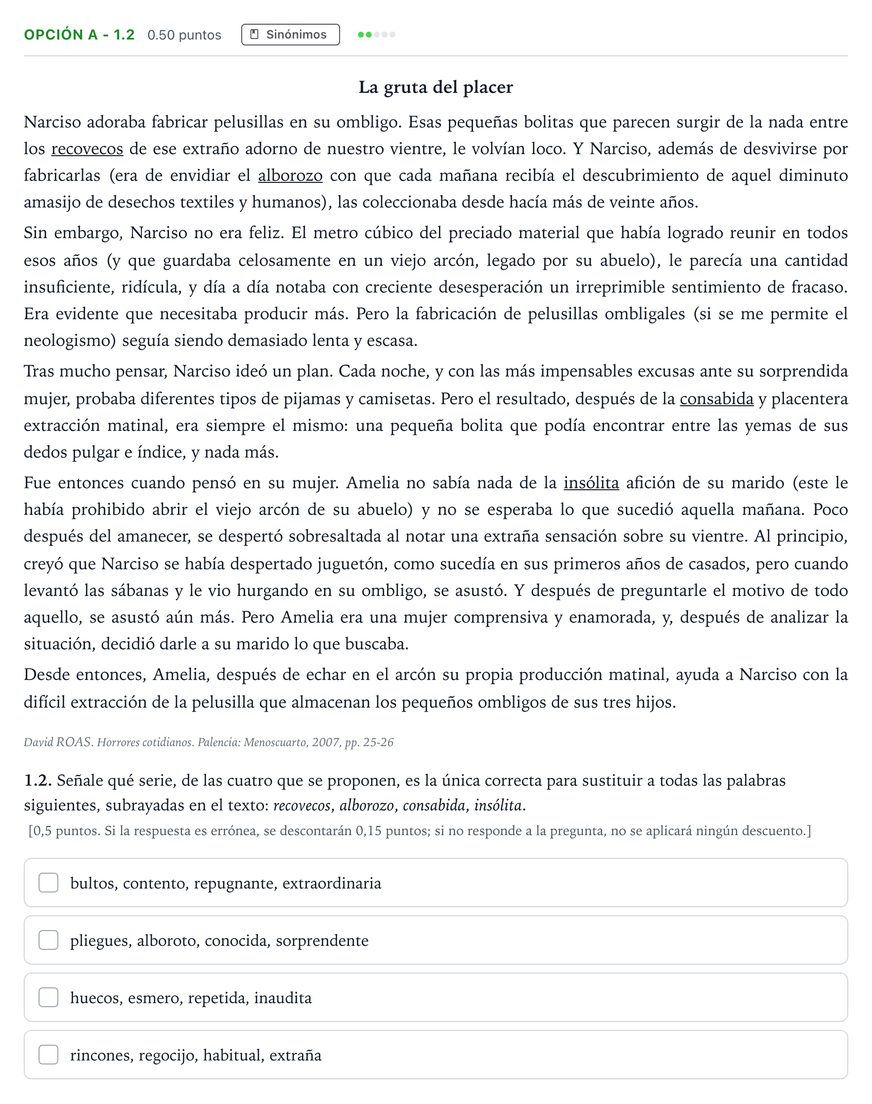 Enunciado: Opción A - 1.2 · Lengua Castellana y Literatura II Selectividad Cataluña Setembre Serie 3 2022