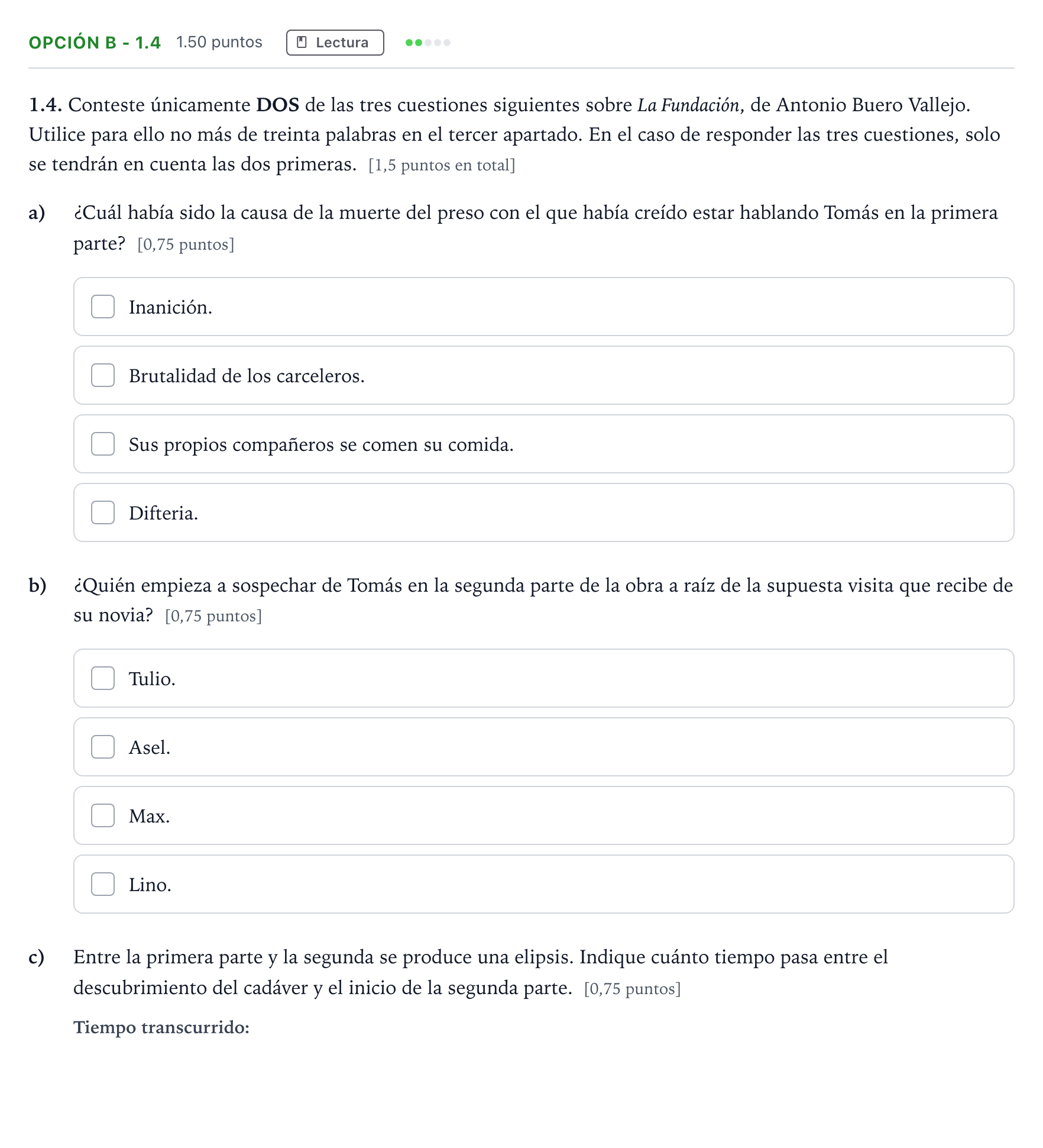 Enunciado: Opción B - 1.4 · Lengua Castellana y Literatura II Selectividad Cataluña Setembre Serie 3 2022